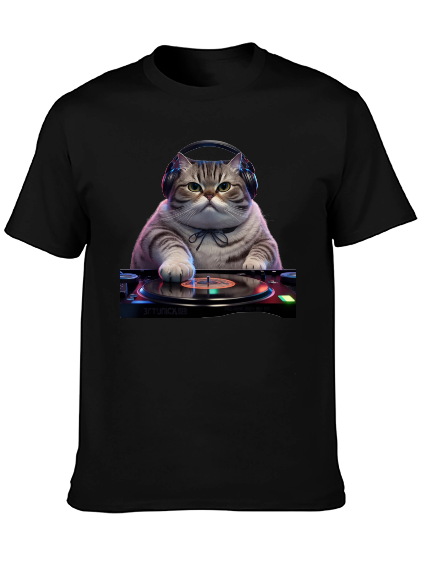 DJ Cat Graphic Tee - Music Lover T-Shirt