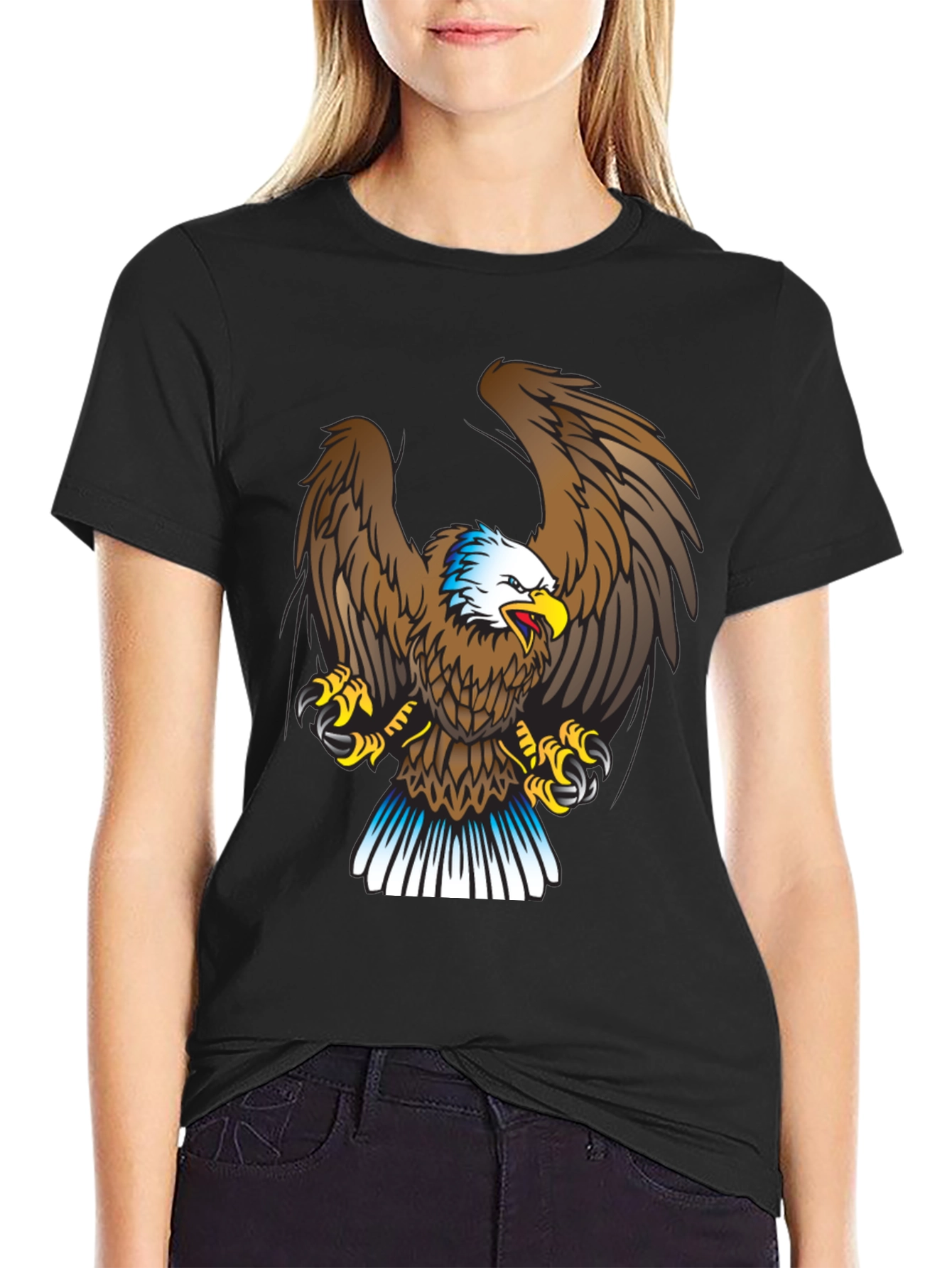 Eagle Graphic Print Black T-Shirt