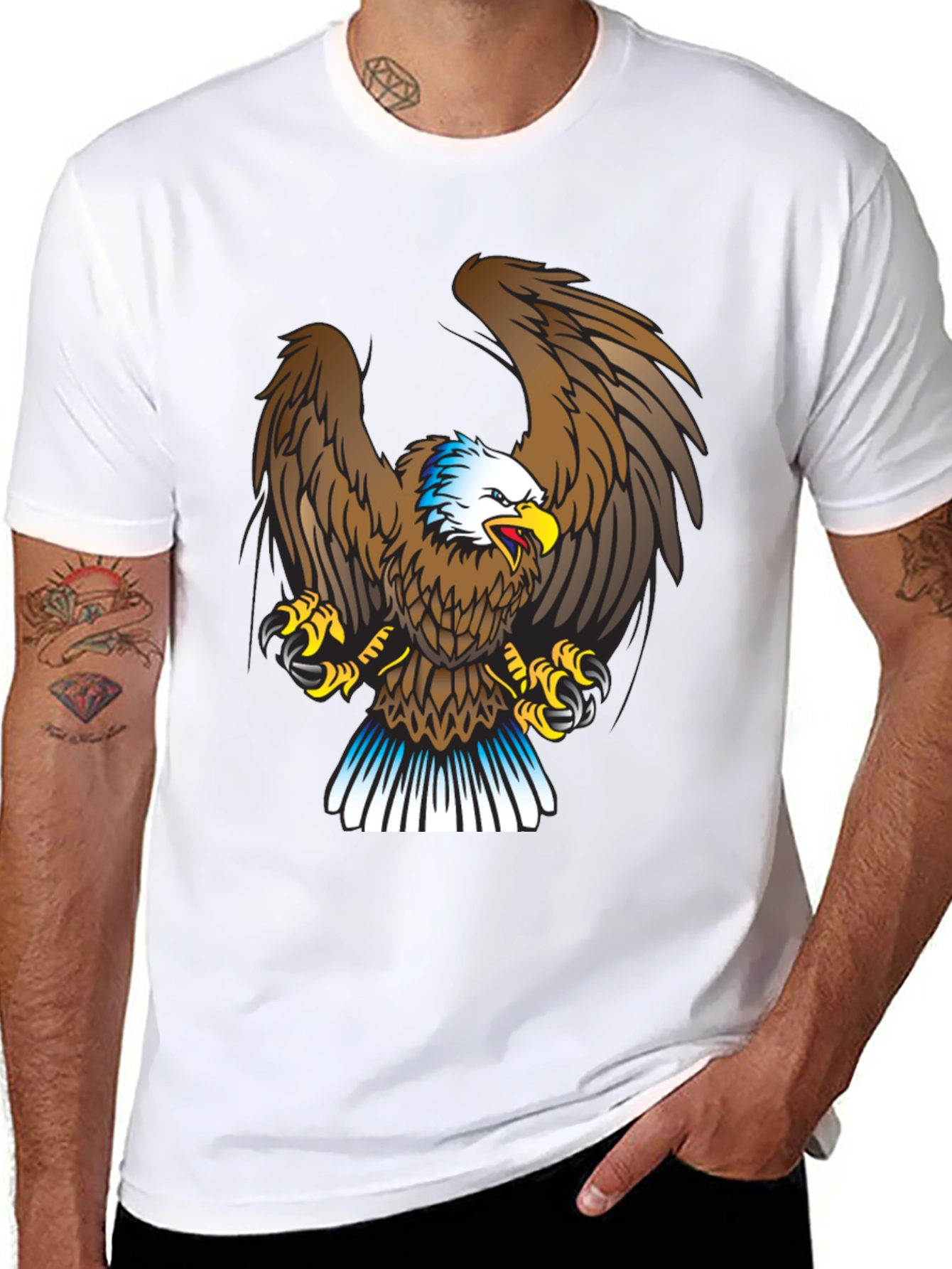 Eagle Graphic Print Black T-Shirt