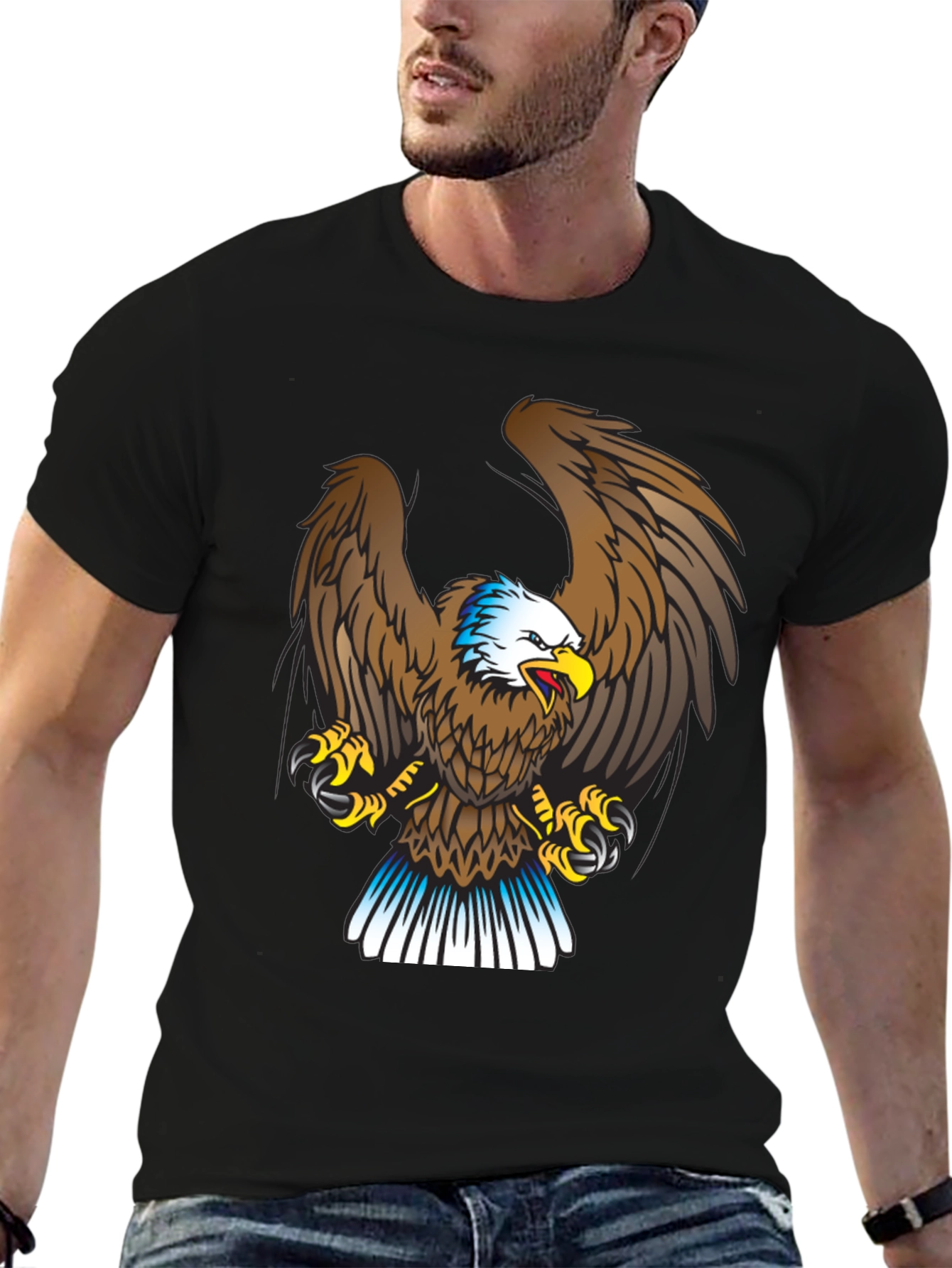 Eagle Graphic Print Black T-Shirt