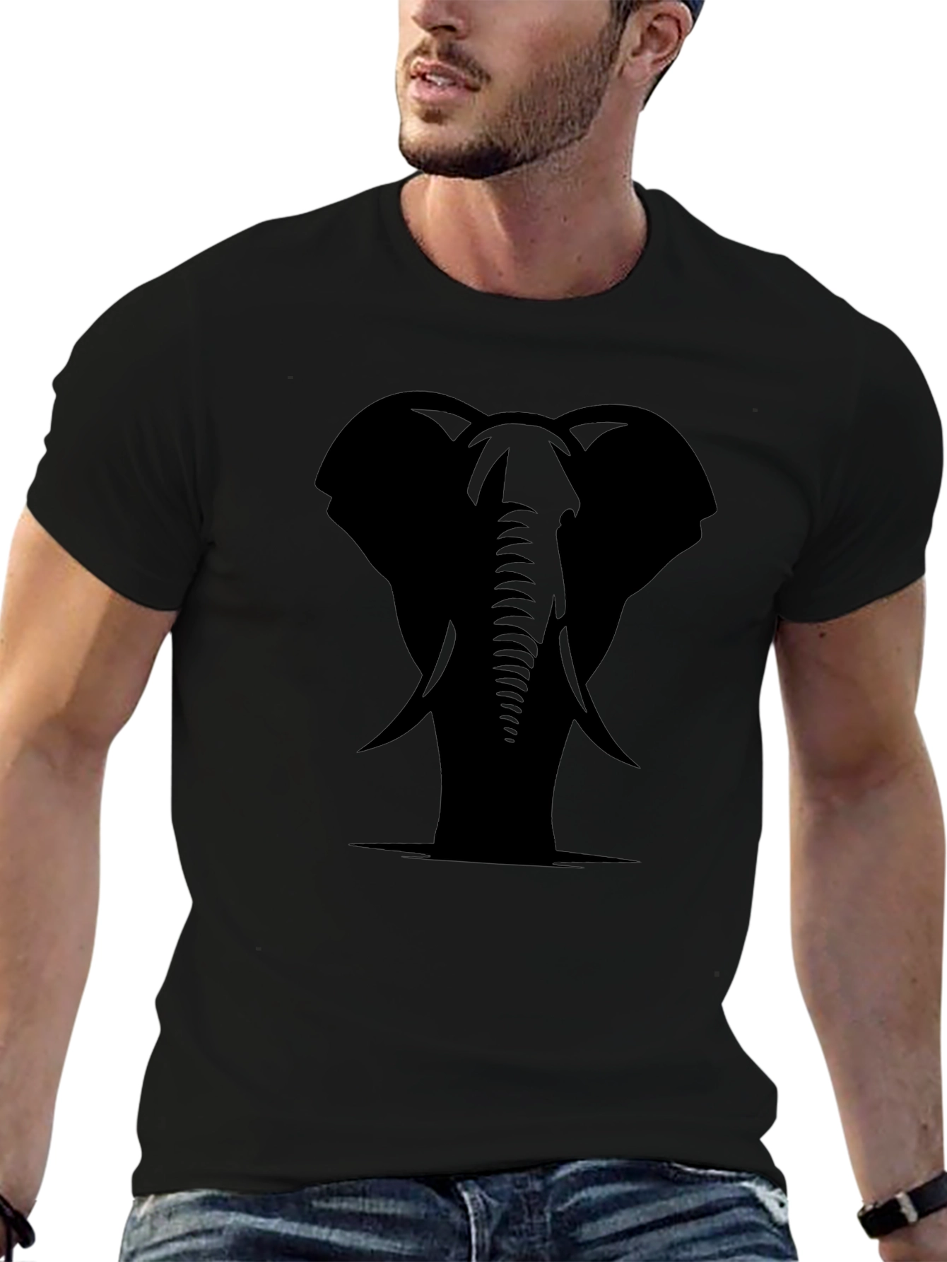 Black Elephant Graphic Tee - Stylish Animal Print Shirt