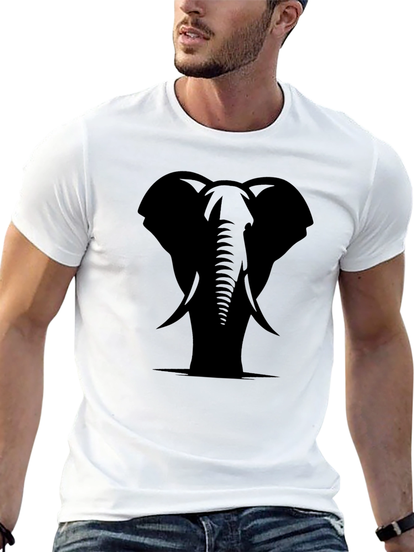 Black Elephant Graphic Tee - Stylish Animal Print Shirt