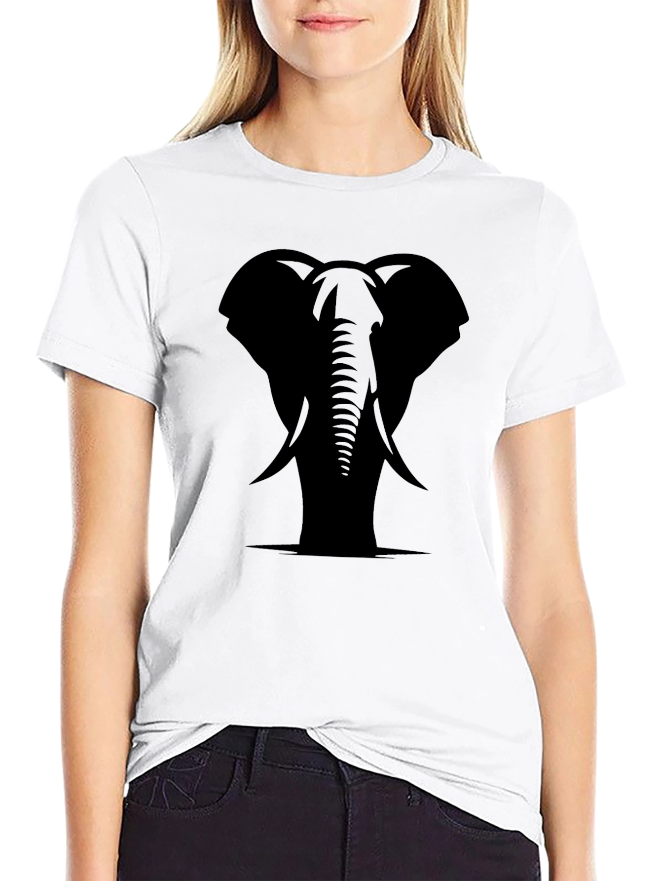 Black Elephant Graphic Tee - Stylish Animal Print Shirt
