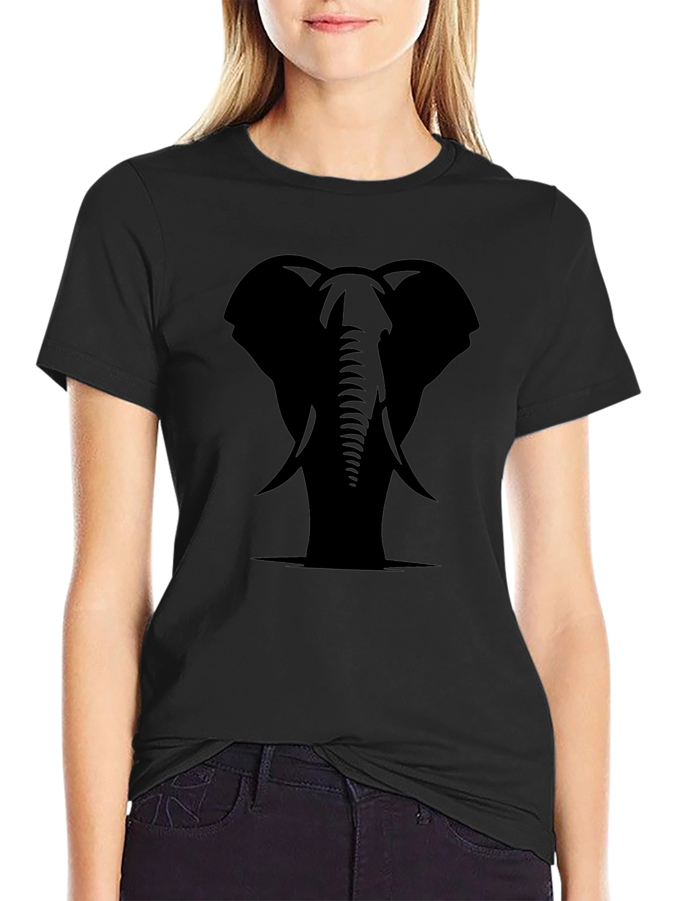 Black Elephant Graphic Tee - Stylish Animal Print Shirt