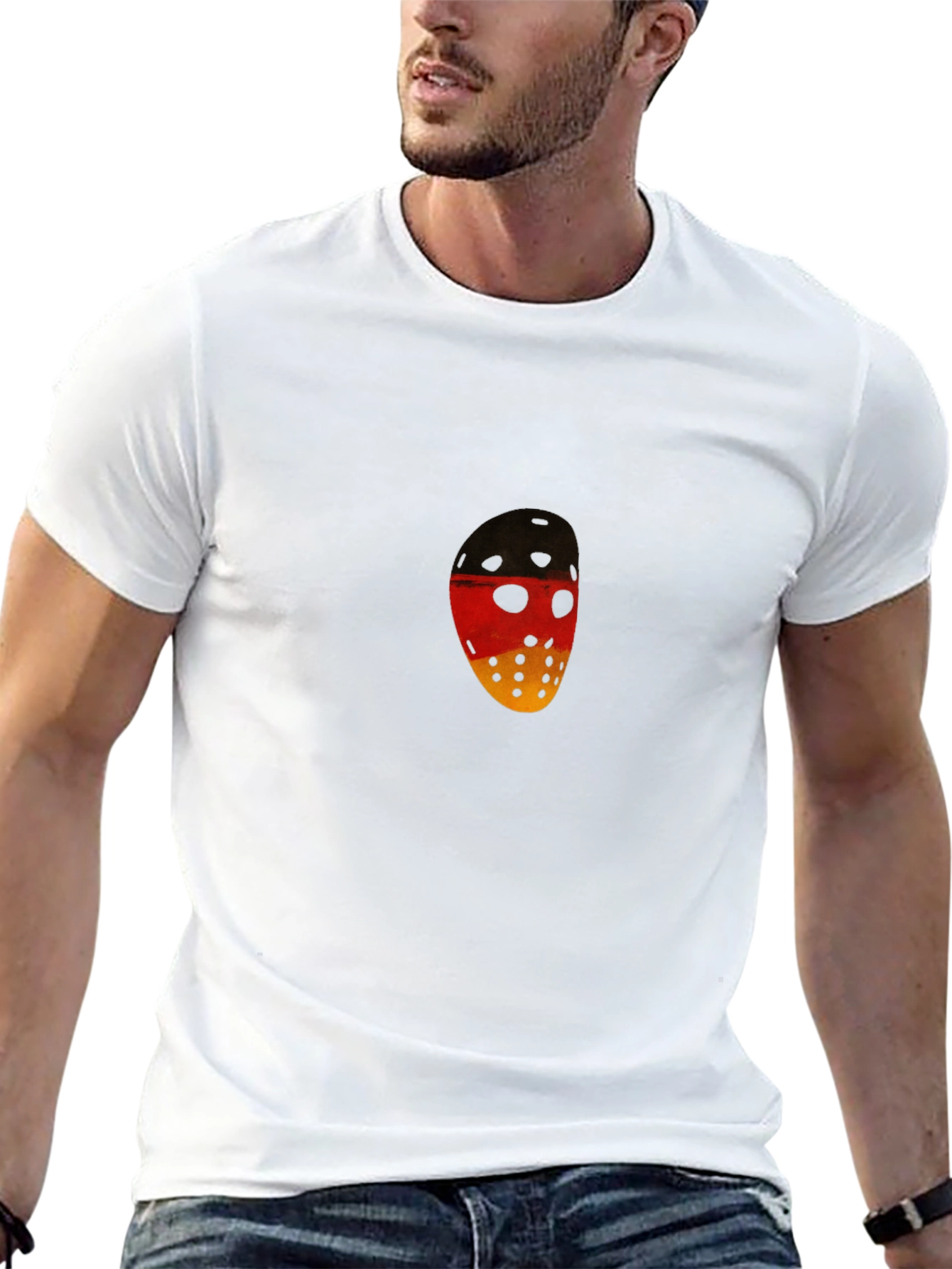 German Flag Hockey Mask Graphic Tee - Black