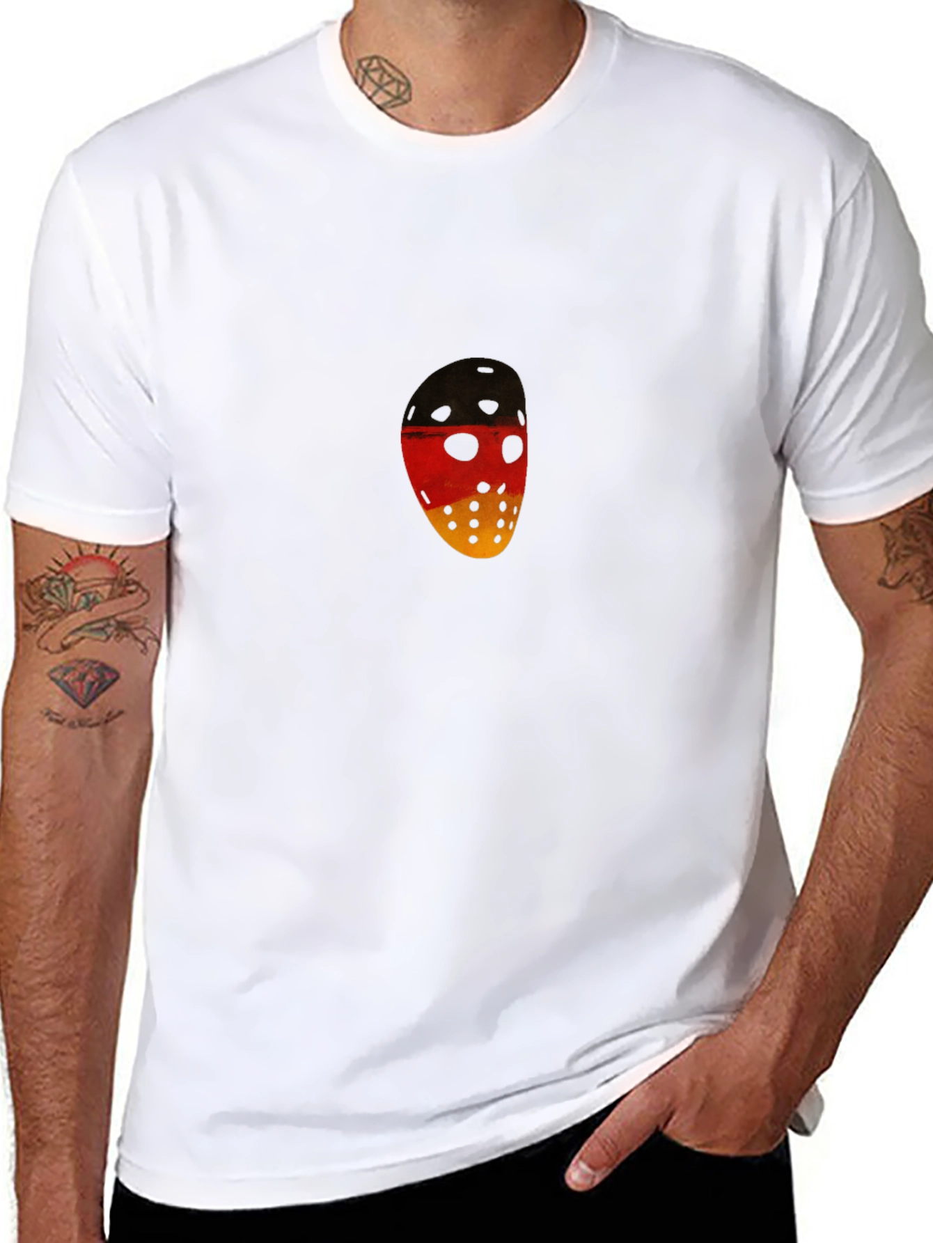 German Flag Hockey Mask Graphic Tee - Black