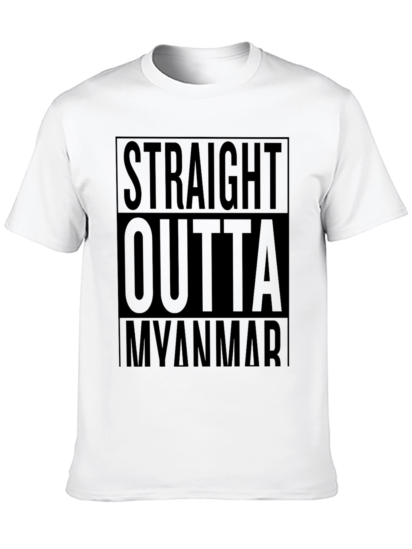 Straight Outta Myanmar Black Graphic T-Shirt