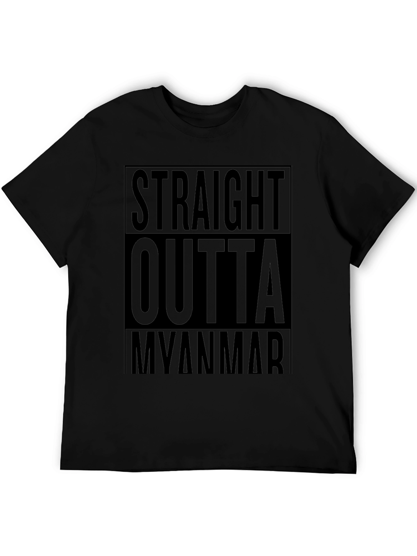 Straight Outta Myanmar Black Graphic T-Shirt