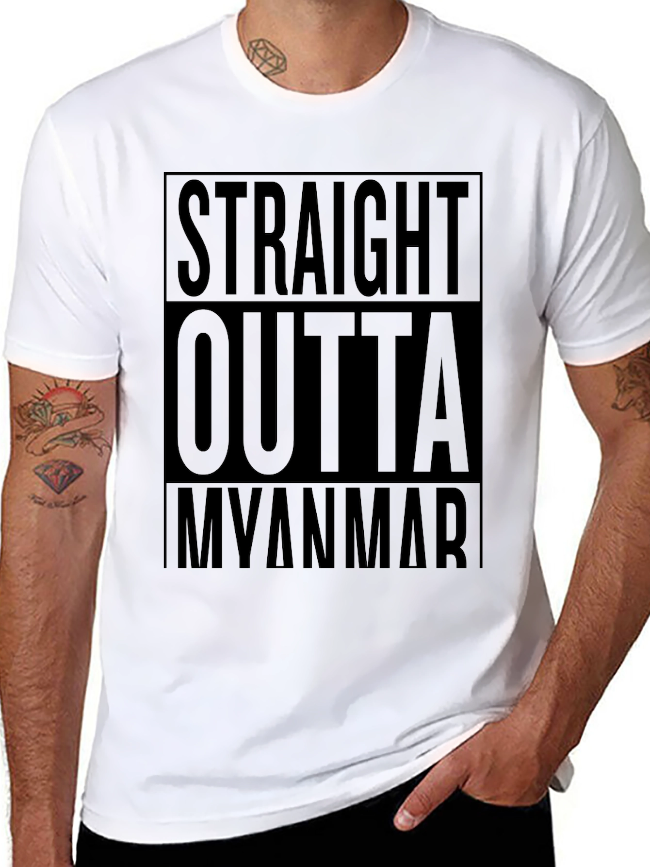 Straight Outta Myanmar Black Graphic T-Shirt