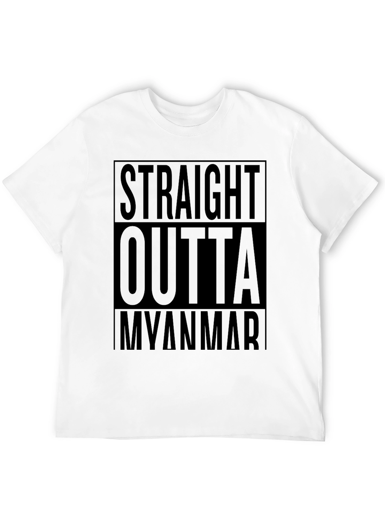 Straight Outta Myanmar Black Graphic T-Shirt