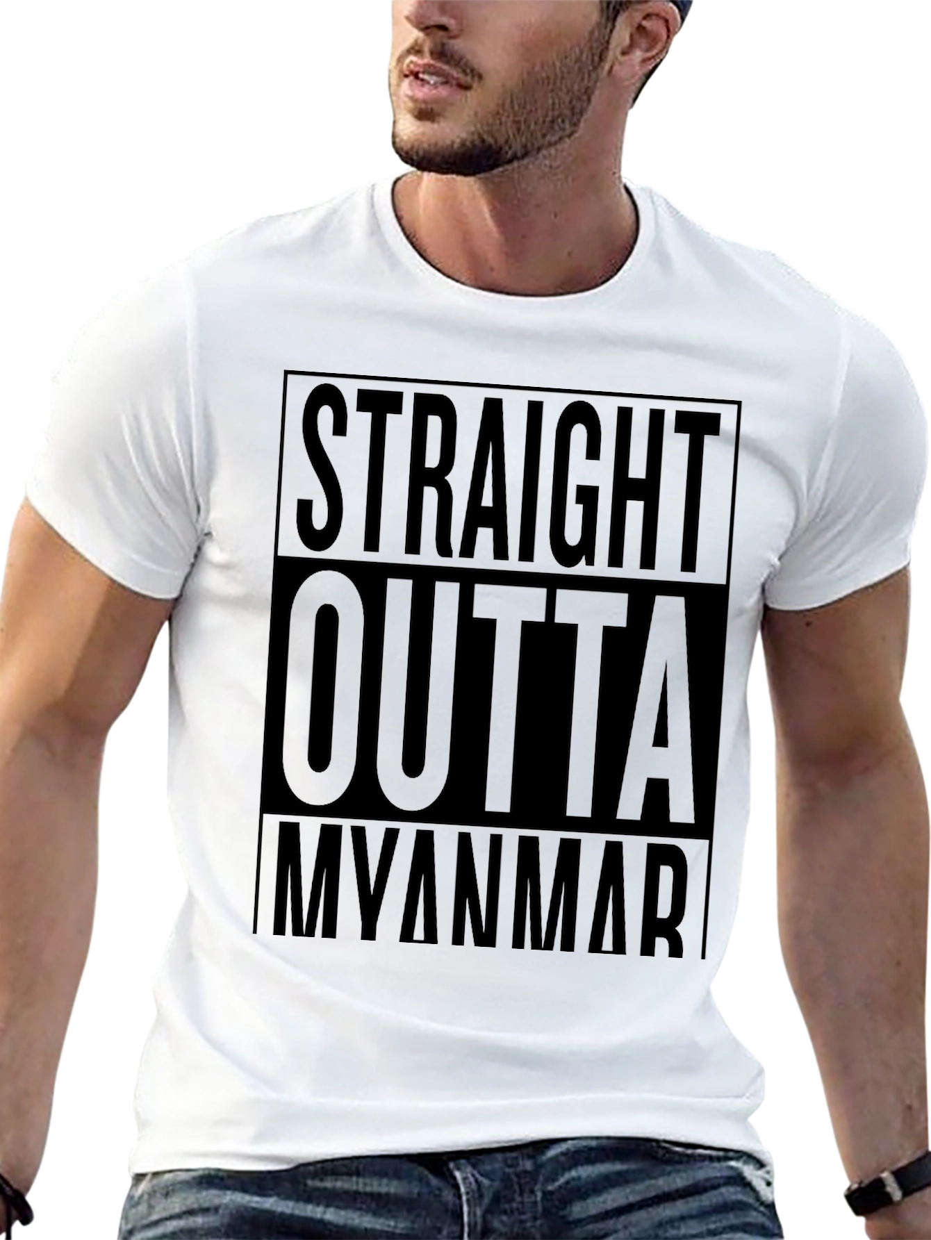 Straight Outta Myanmar Black Graphic T-Shirt