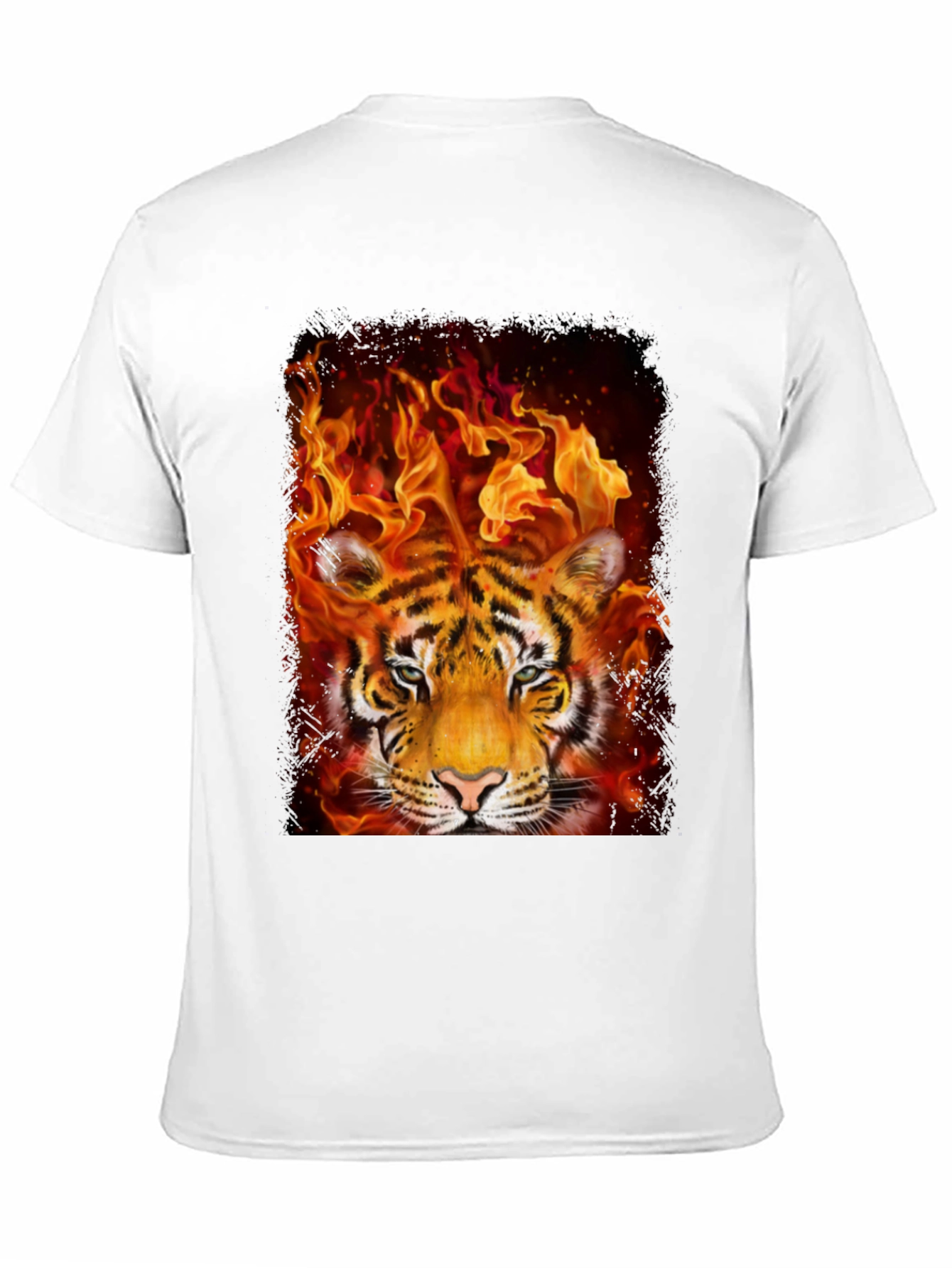 Flaming Tiger Graphic Tee - Bold Mens T-Shirt