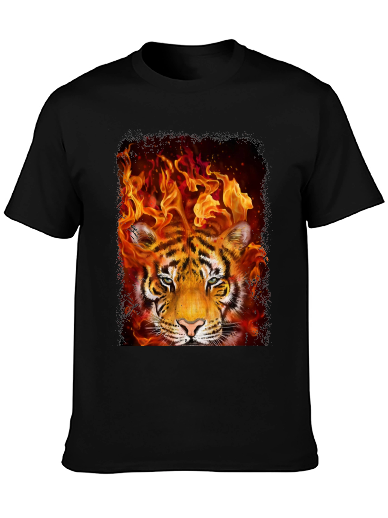 Flaming Tiger Graphic Tee - Bold Mens T-Shirt