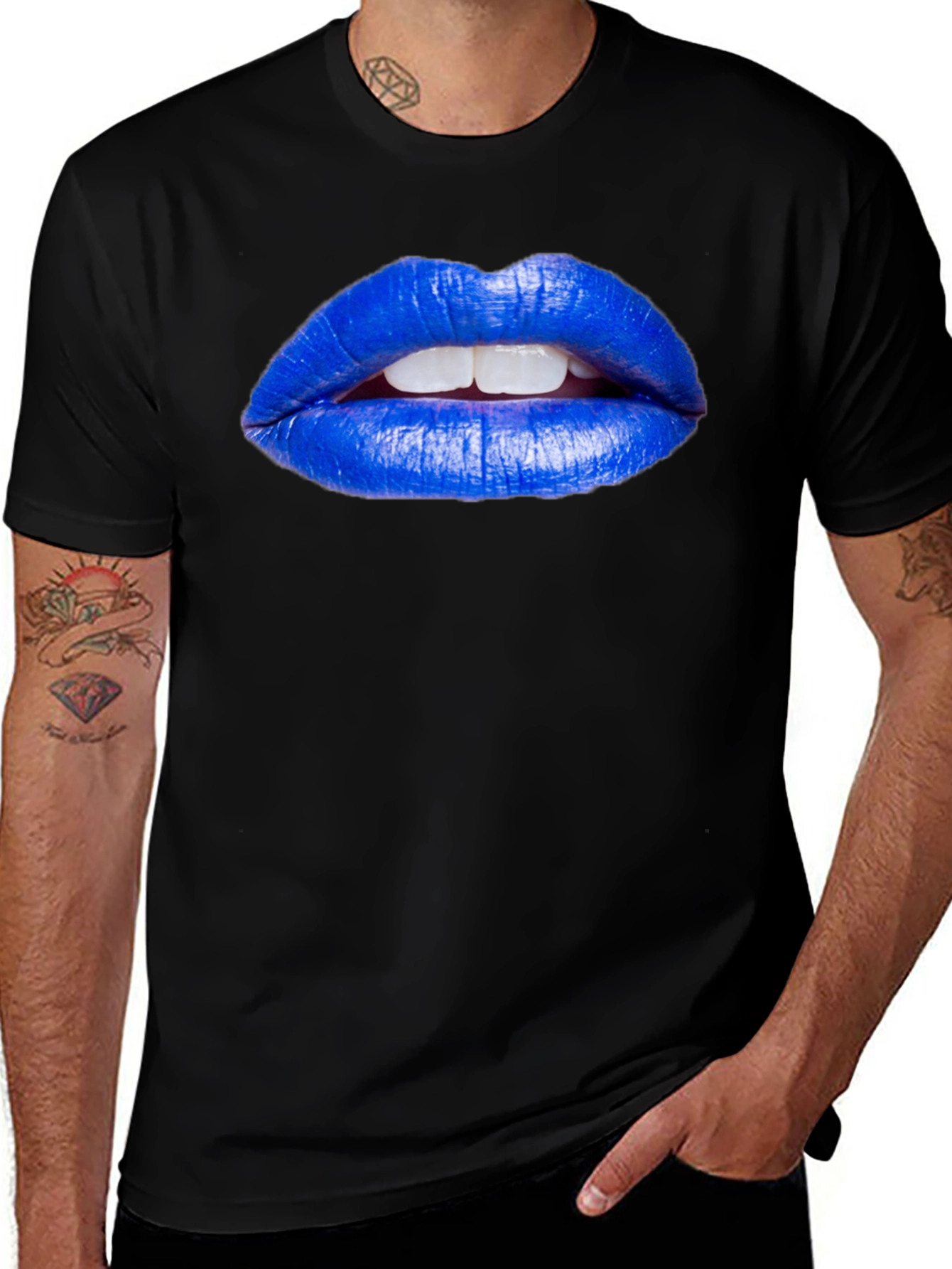 Blue Lips Graphic Tee - Unique Fashion Statement