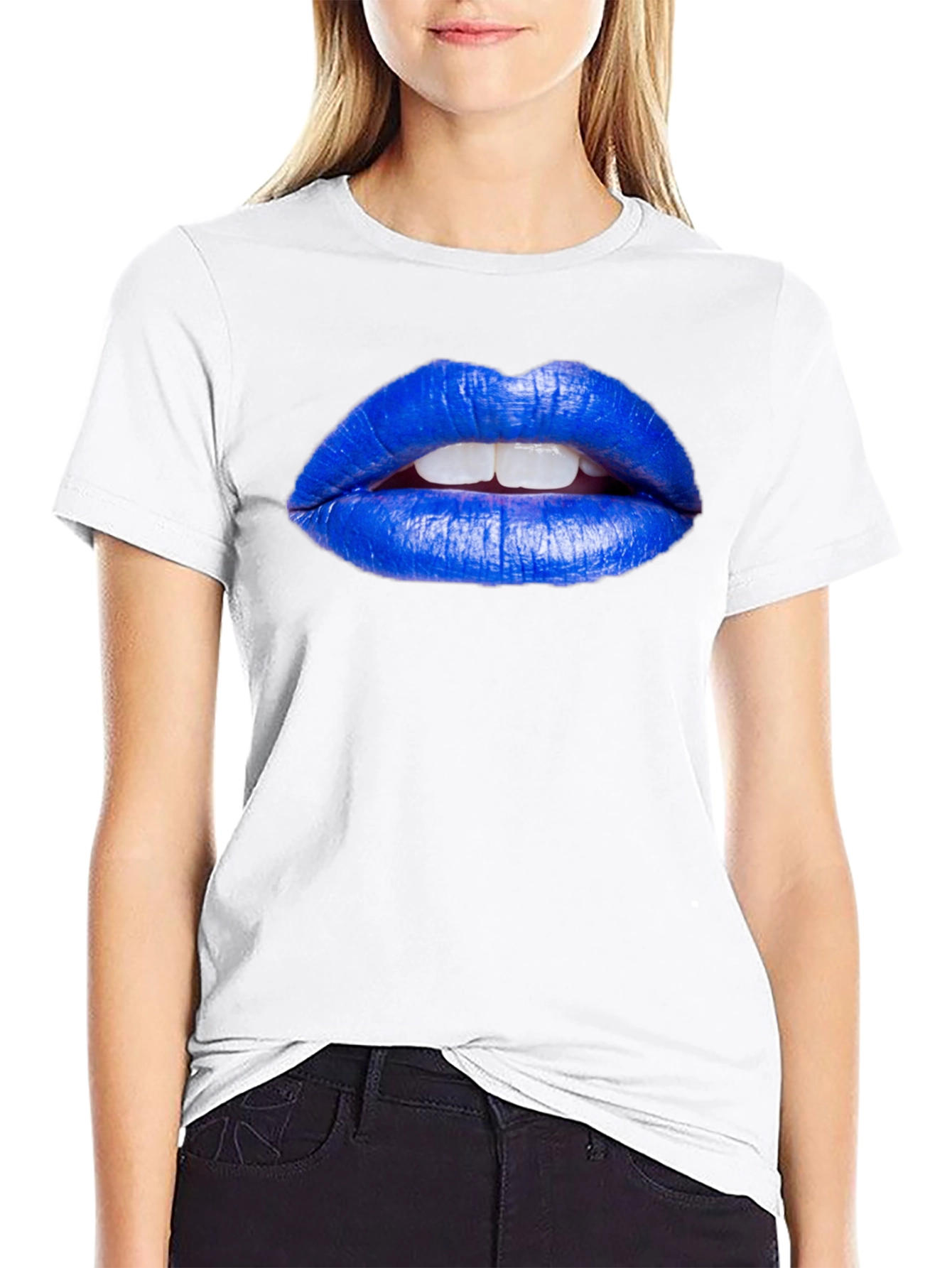 Blue Lips Graphic Tee - Unique Fashion Statement