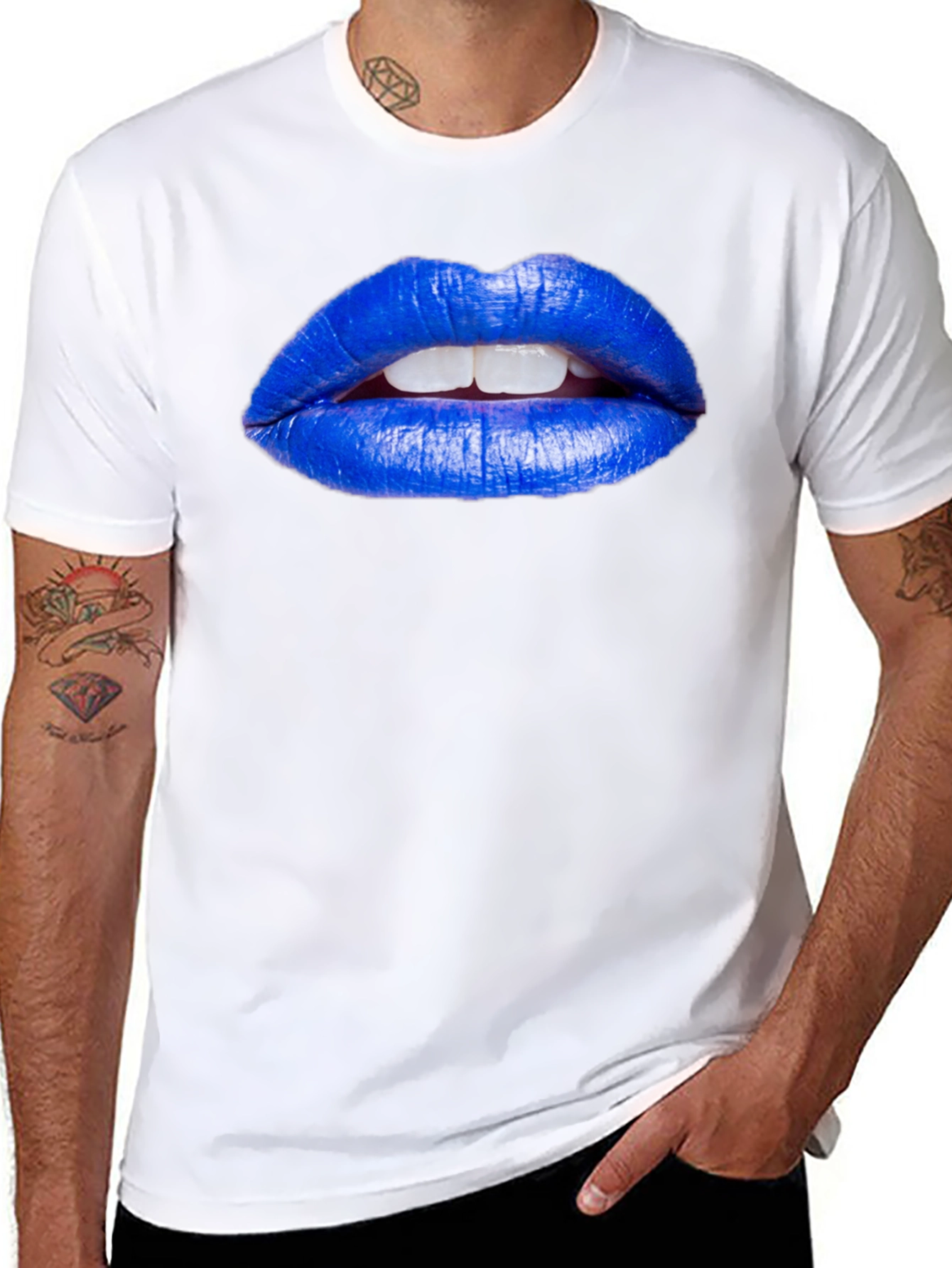 Blue Lips Graphic Tee - Unique Fashion Statement