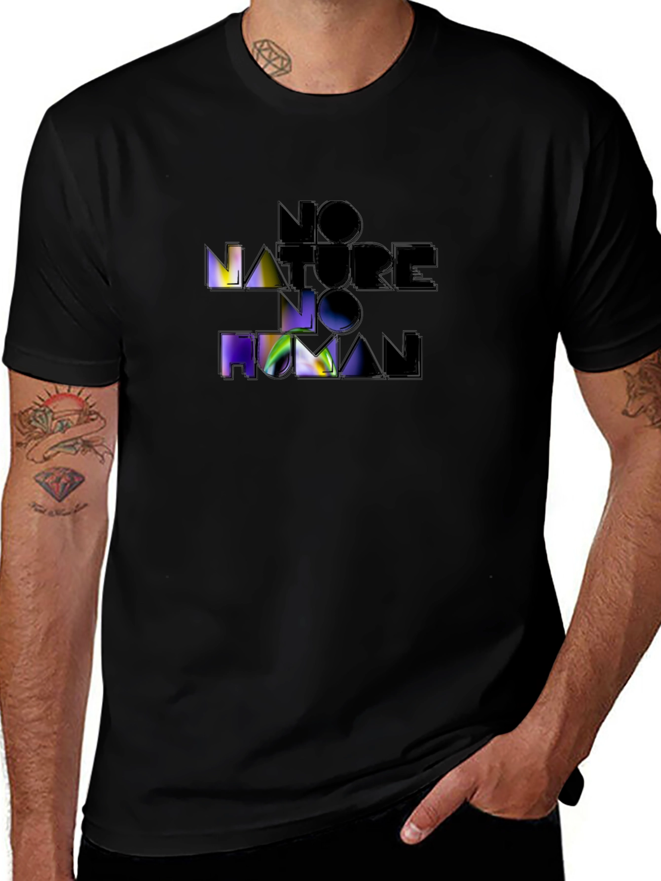 No Nature No Human Black Graphic Tee