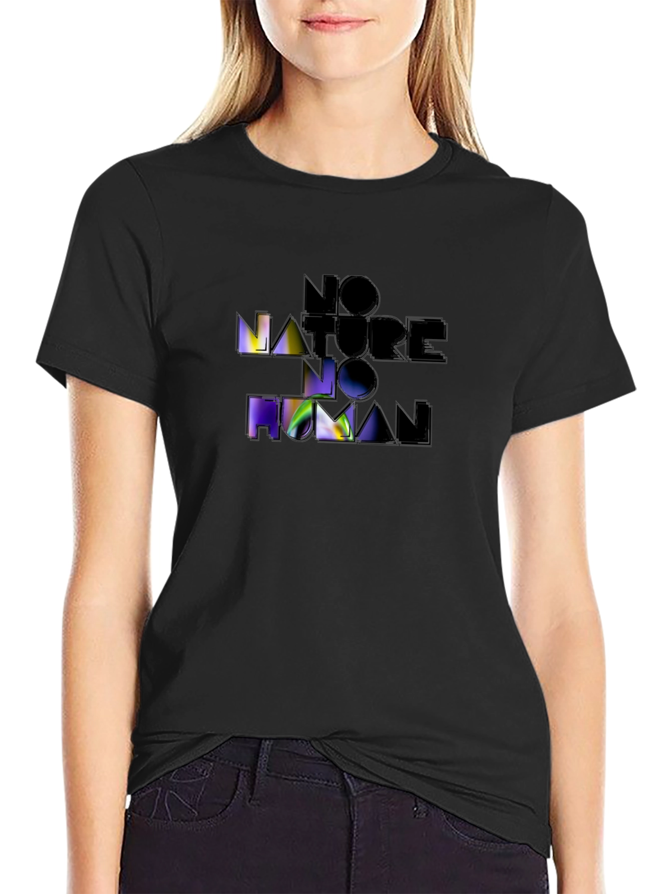 No Nature No Human Black Graphic Tee