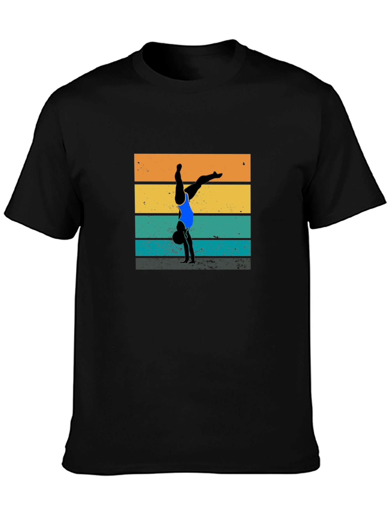 Gymnast Retro Style Black T-Shirt