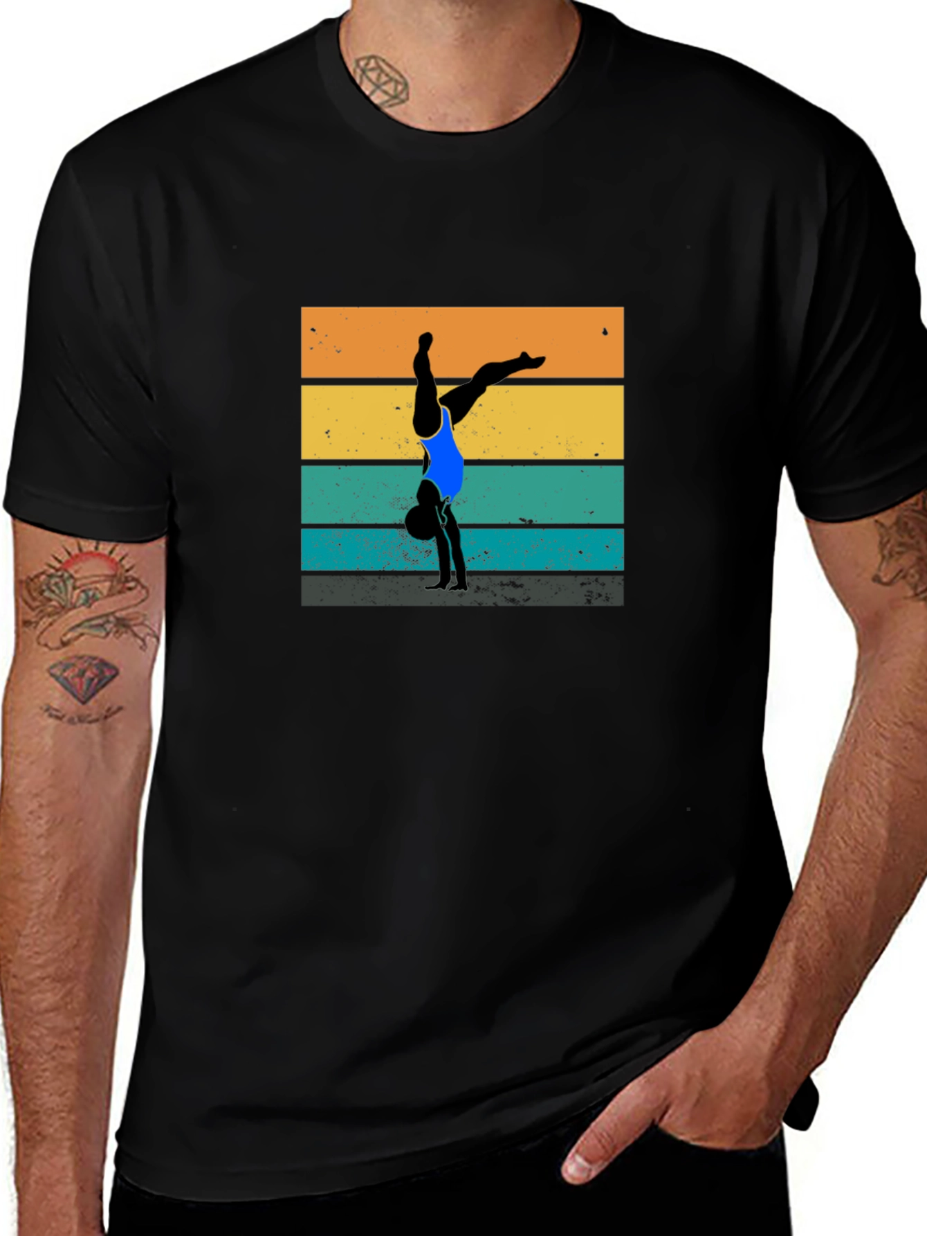 Gymnast Retro Style Black T-Shirt