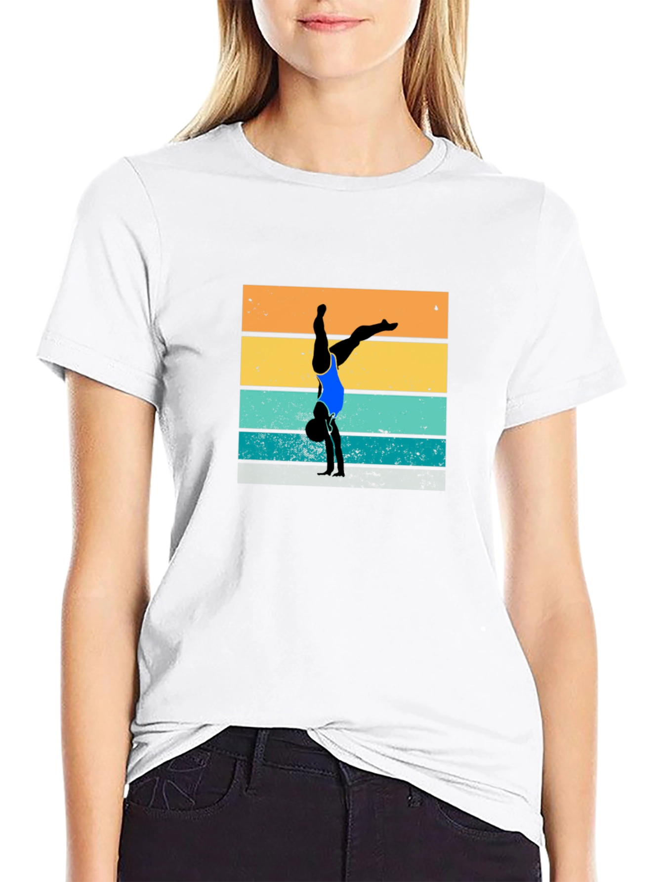 Gymnast Retro Style Black T-Shirt