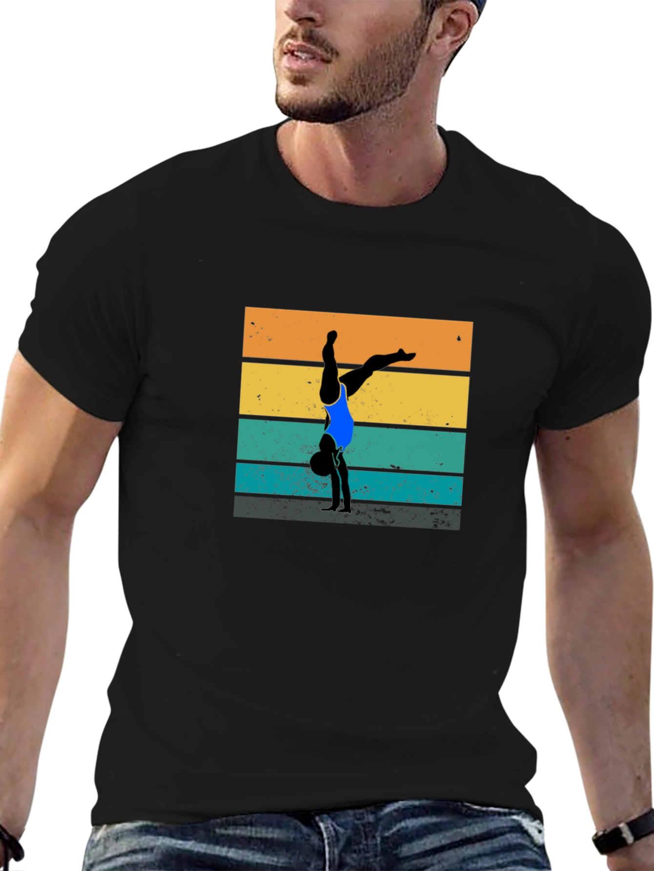 Gymnast Retro Style Black T-Shirt