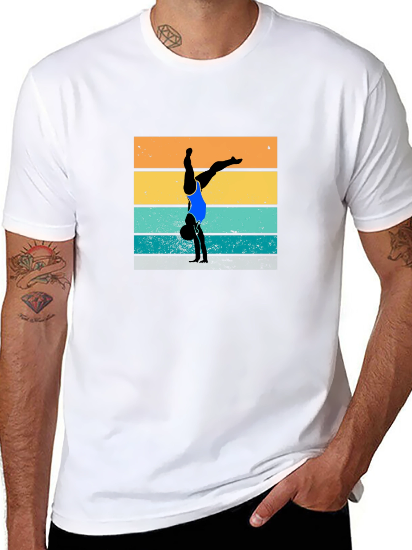 Gymnast Retro Style Black T-Shirt
