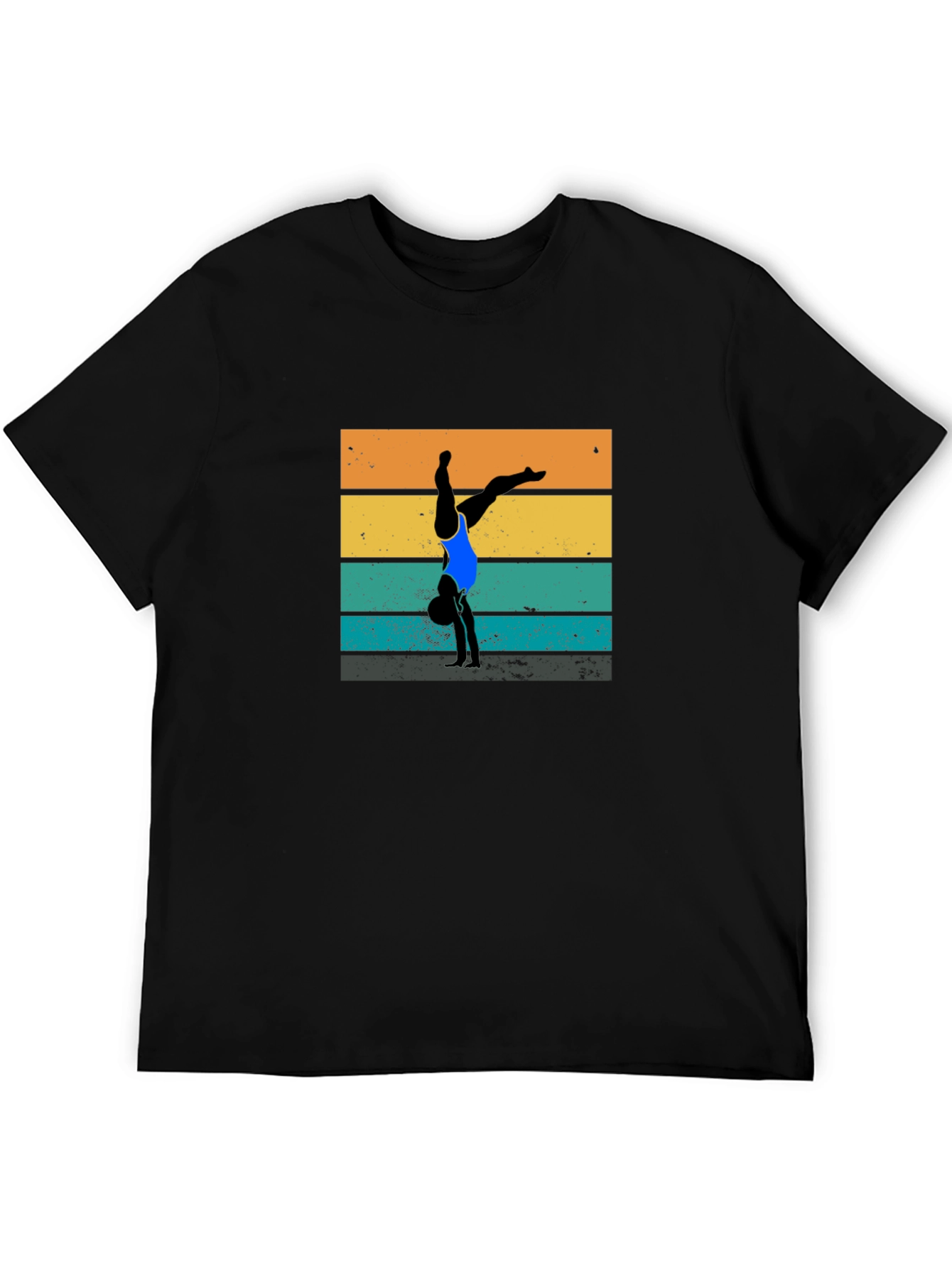 Gymnast Retro Style Black T-Shirt
