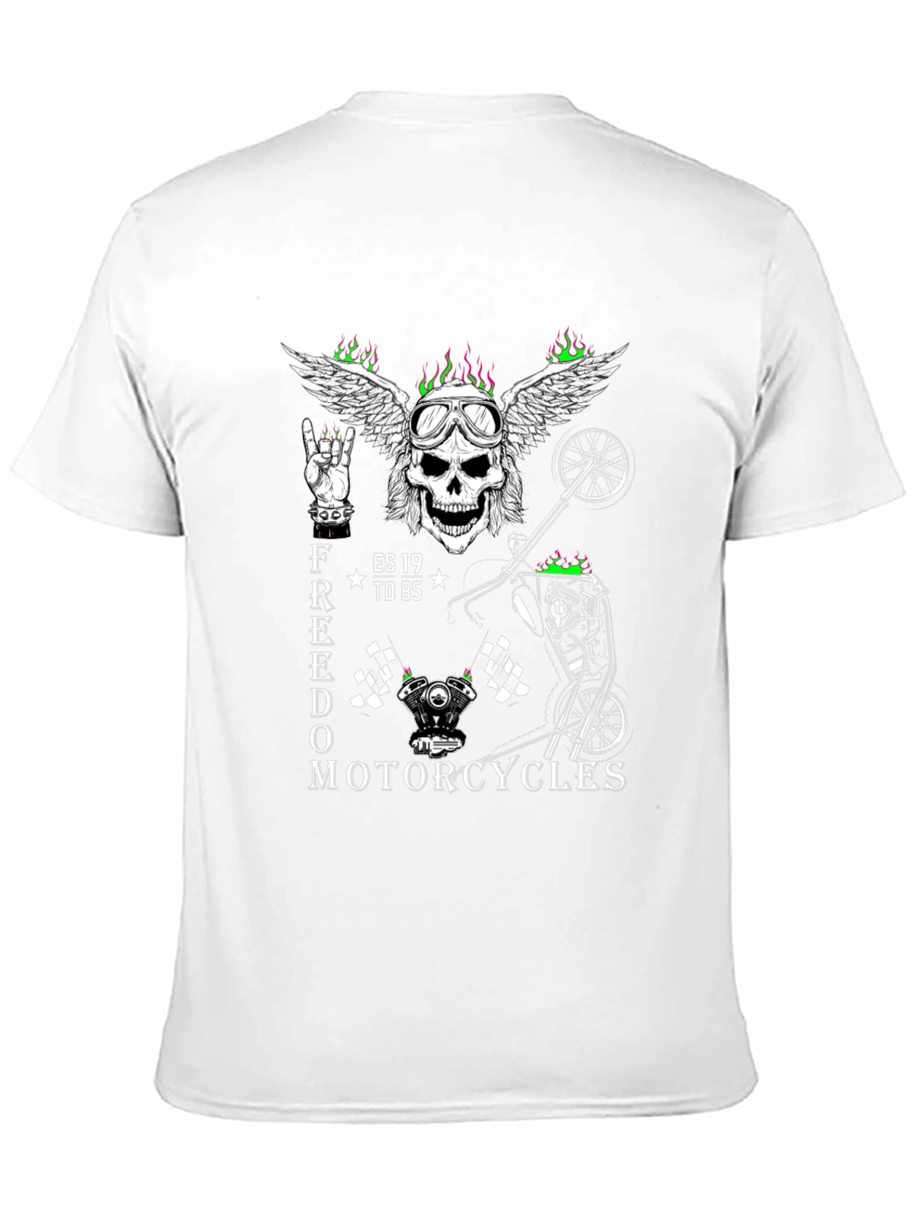 Freedom Motorcycle Graphic Tee - Skull Wings