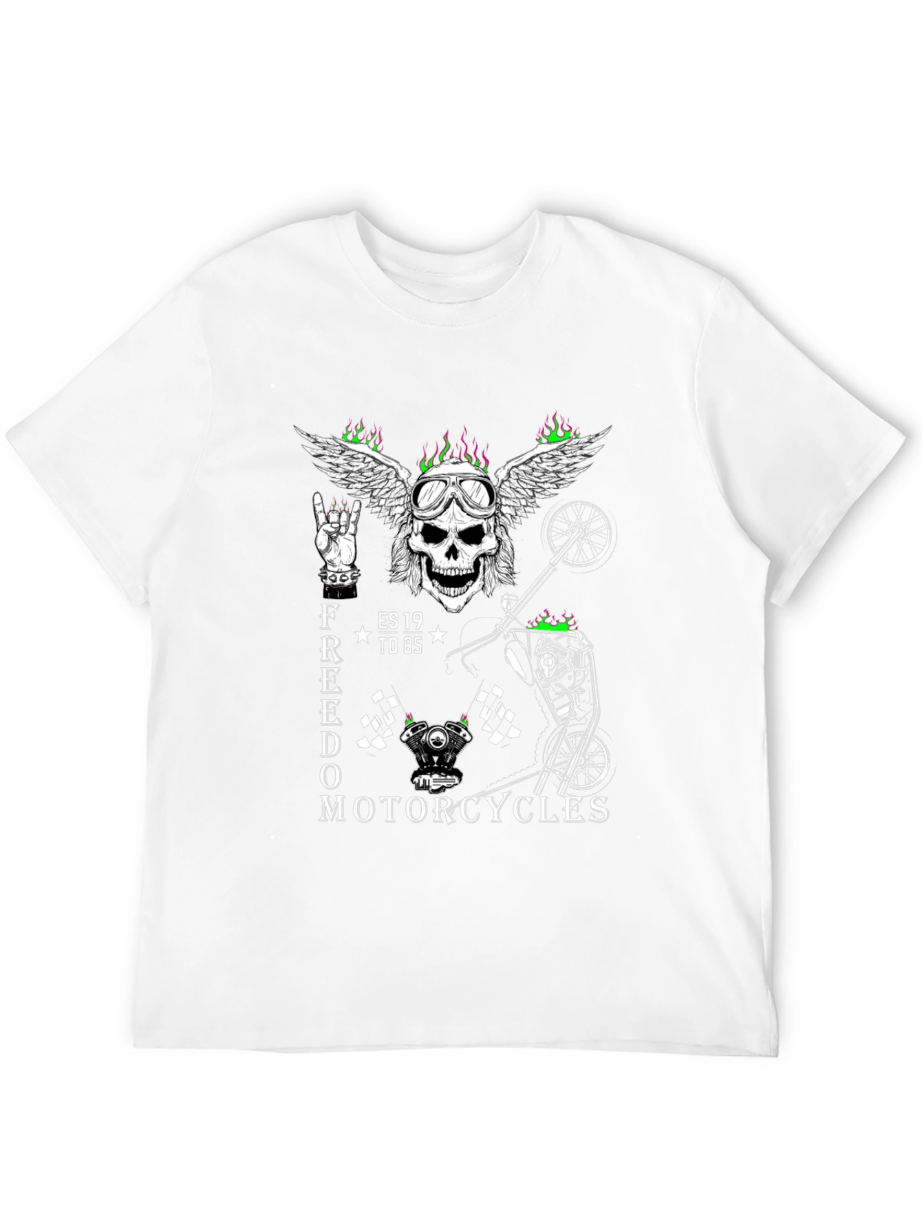 Freedom Motorcycle Graphic Tee - Skull Wings