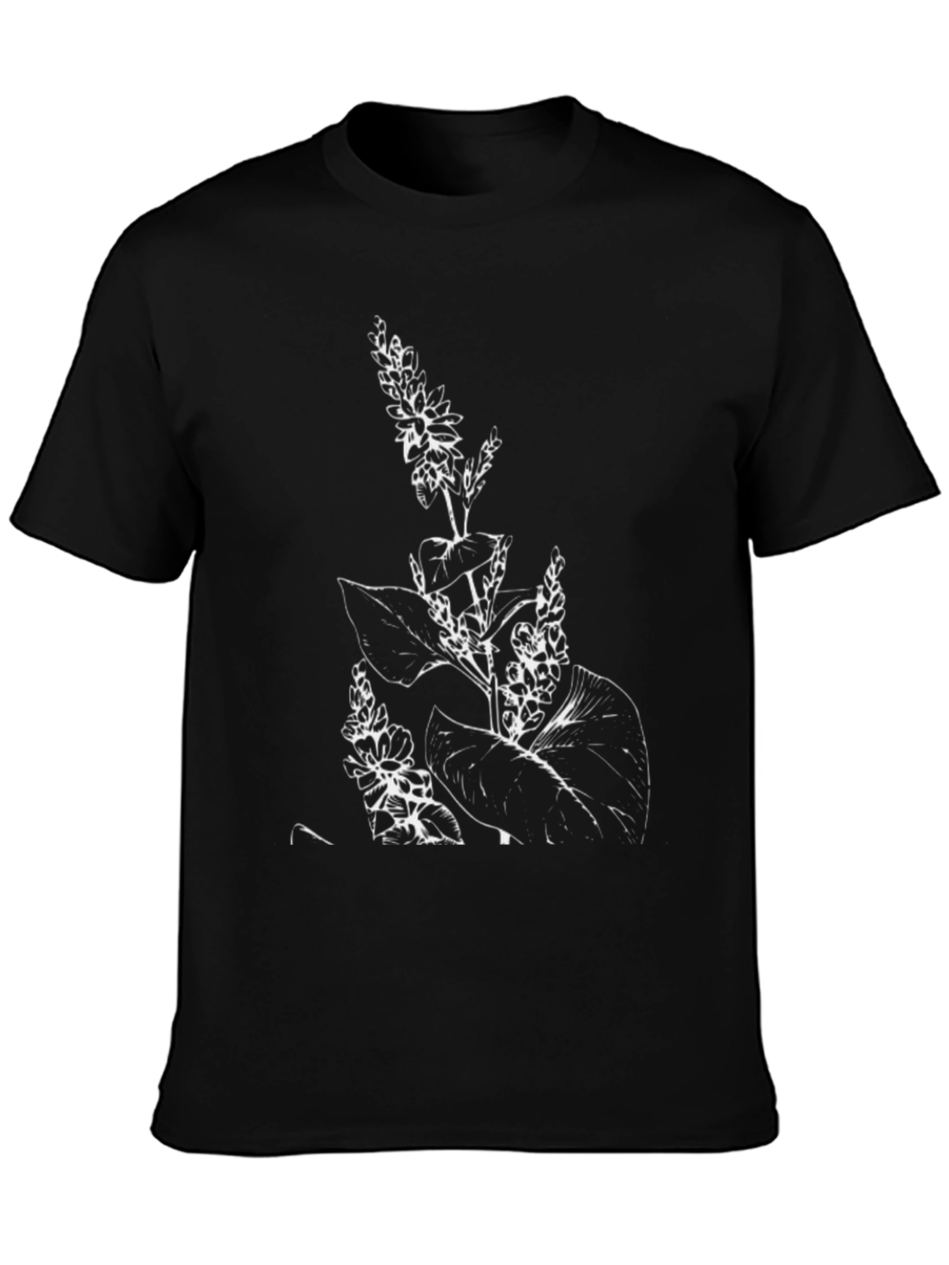 Botanical Print Black T-Shirt