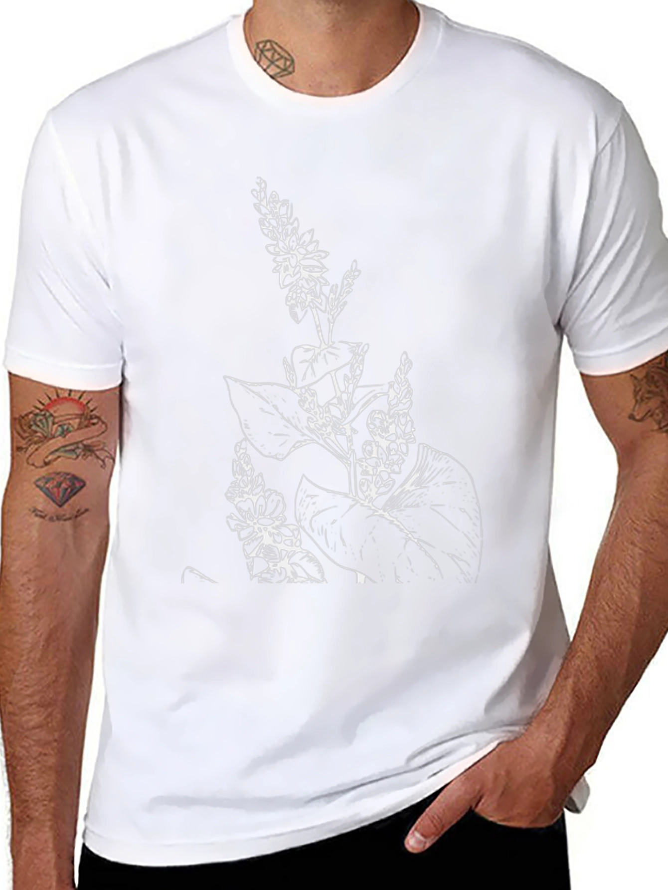 Botanical Print Black T-Shirt