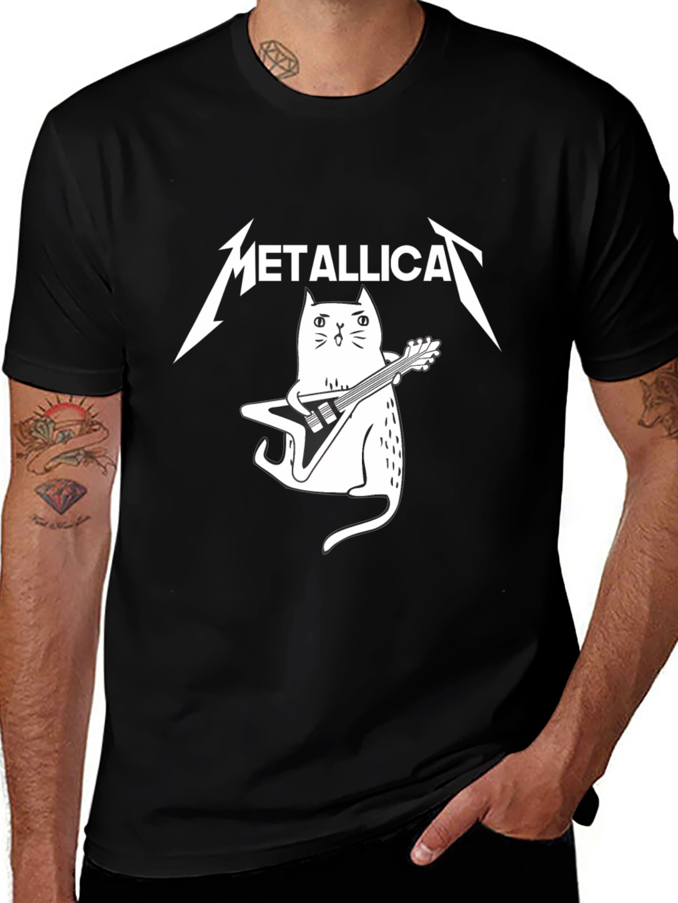 Metallica Cat Guitarist Black T-Shirt