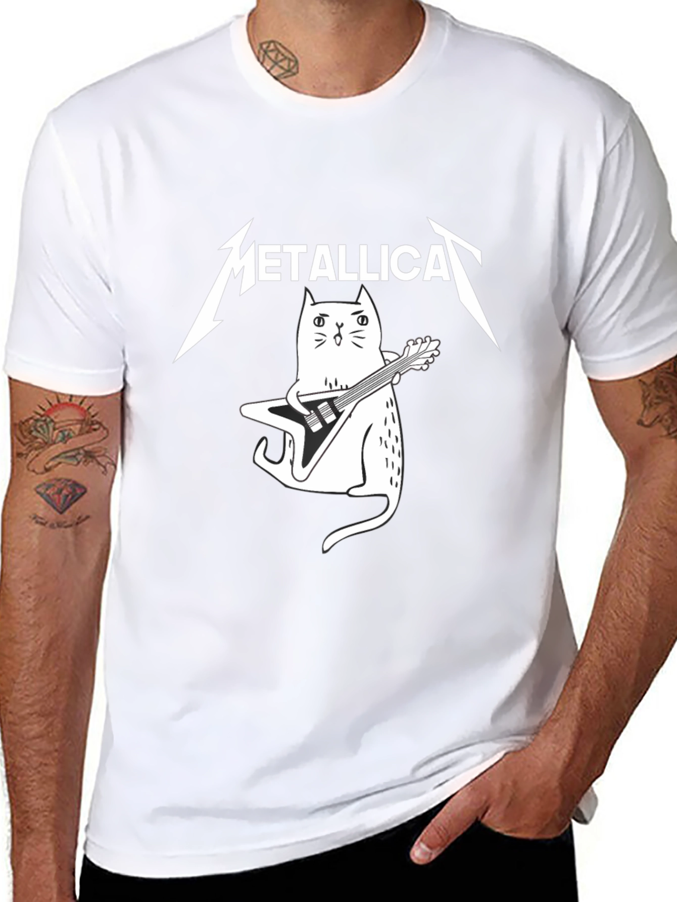 Metallica Cat Guitarist Black T-Shirt