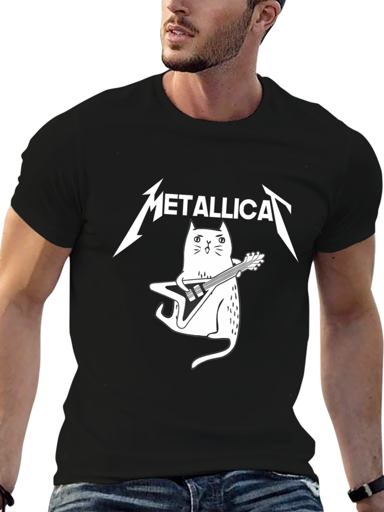 Metallica Cat Guitarist Black T-Shirt
