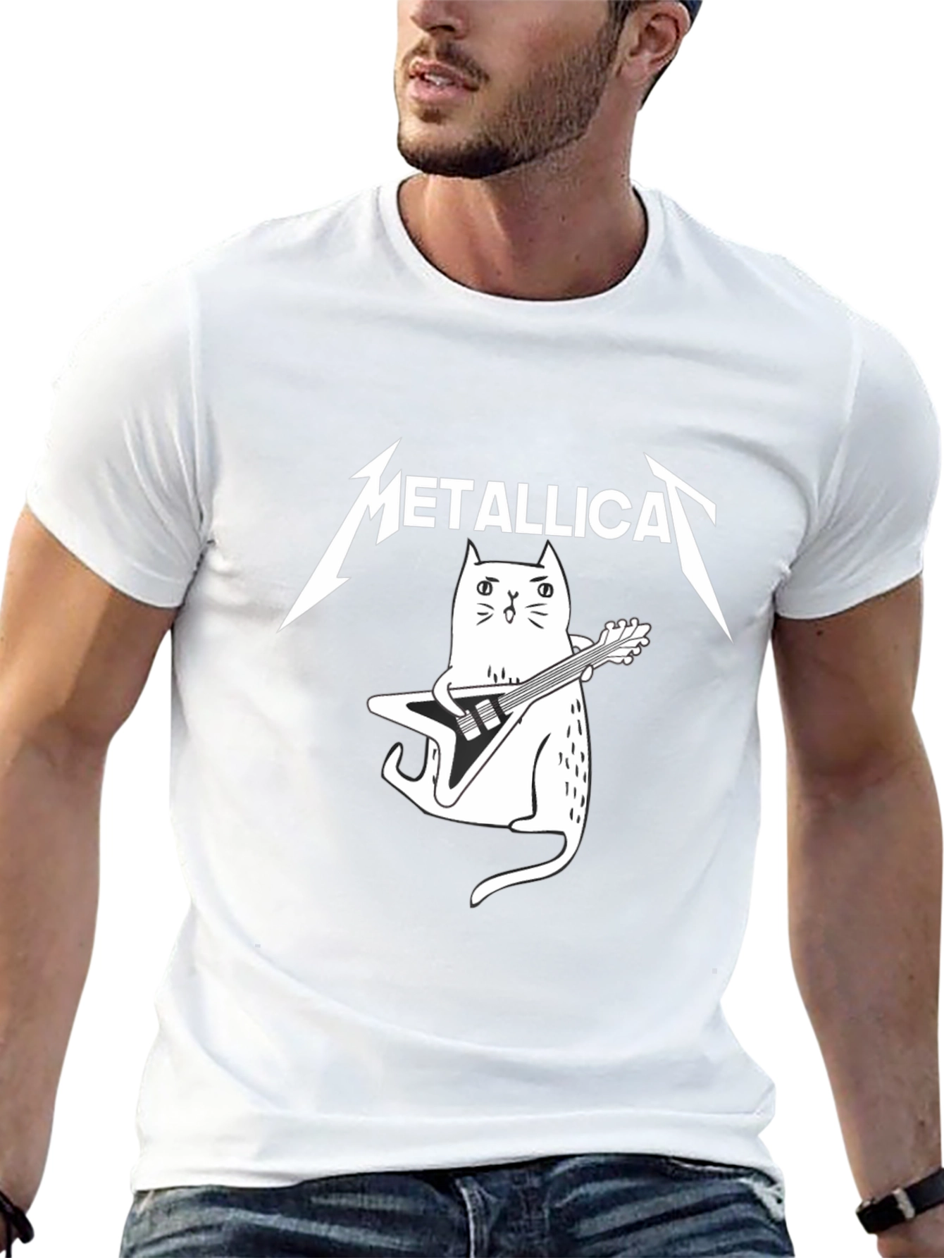 Metallica Cat Guitarist Black T-Shirt