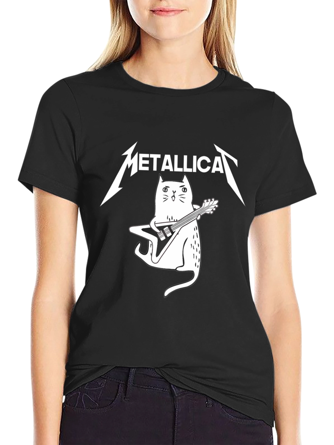 Metallica Cat Guitarist Black T-Shirt