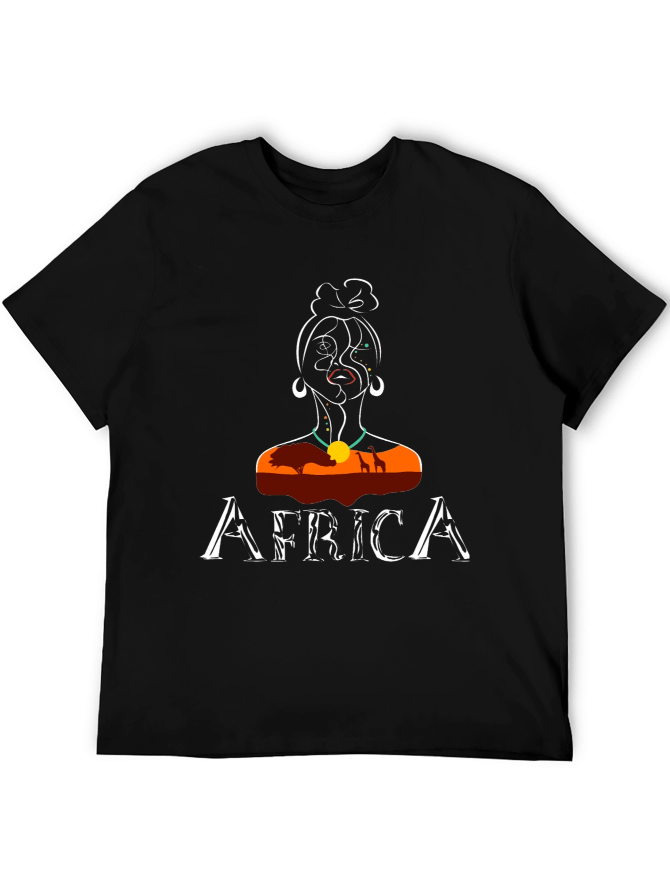 Africa T-Shirt Unique Woman Design Black Tee