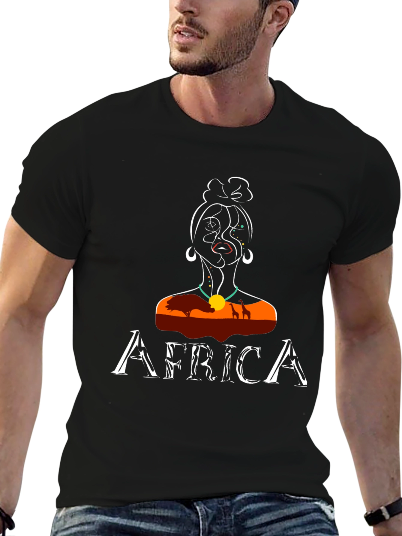 Africa T-Shirt Unique Woman Design Black Tee