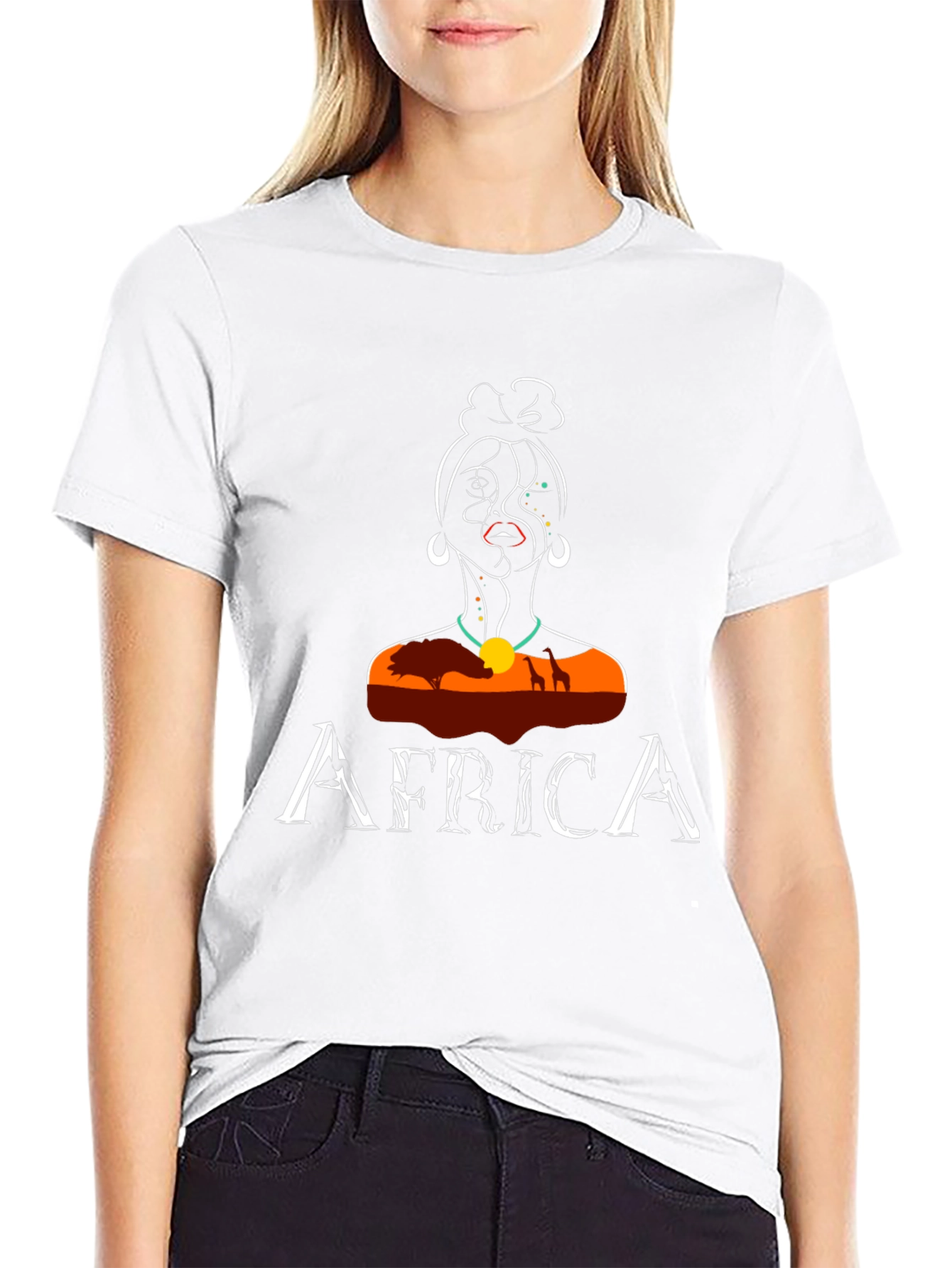 Africa T-Shirt Unique Woman Design Black Tee