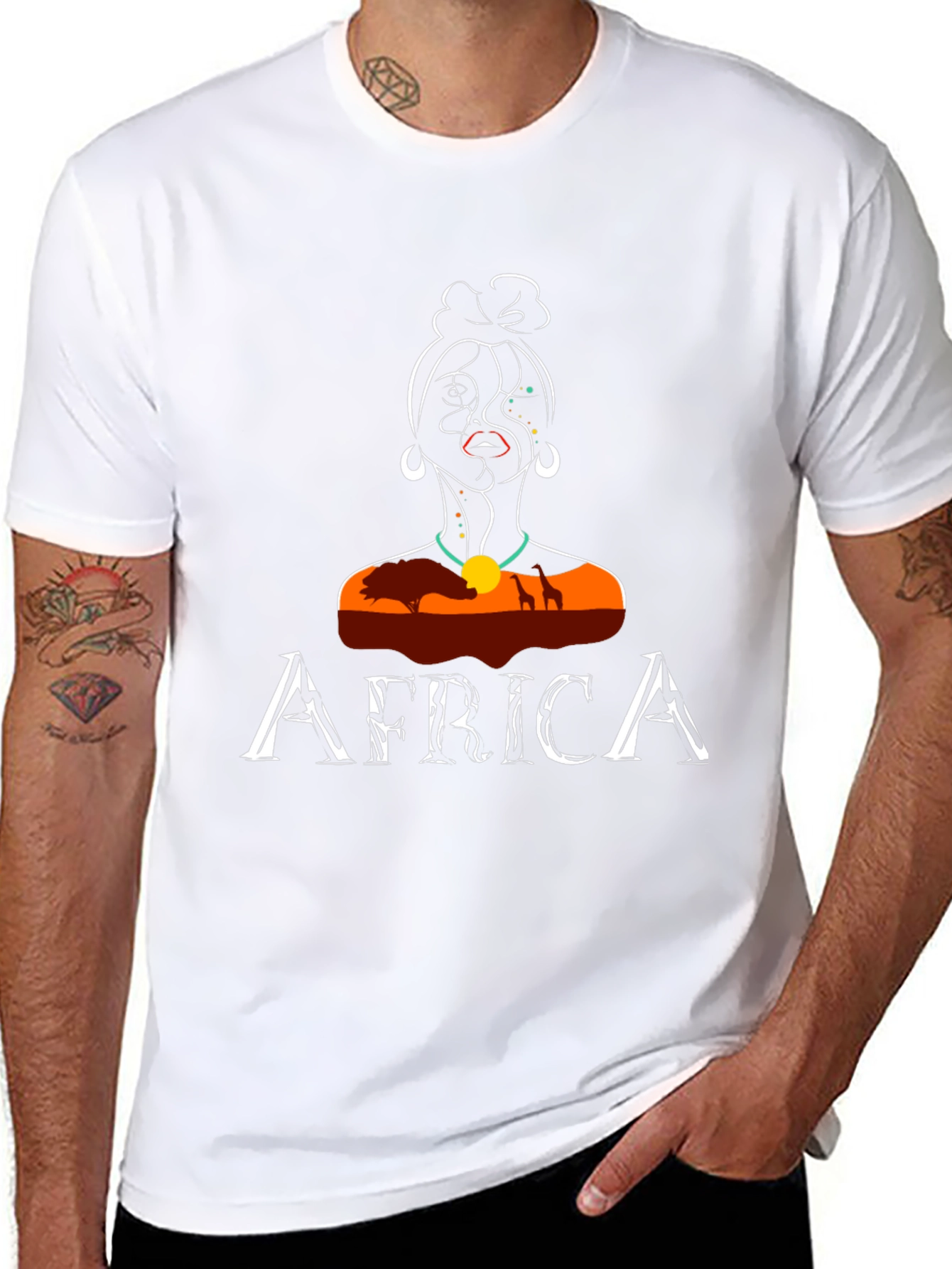 Africa T-Shirt Unique Woman Design Black Tee