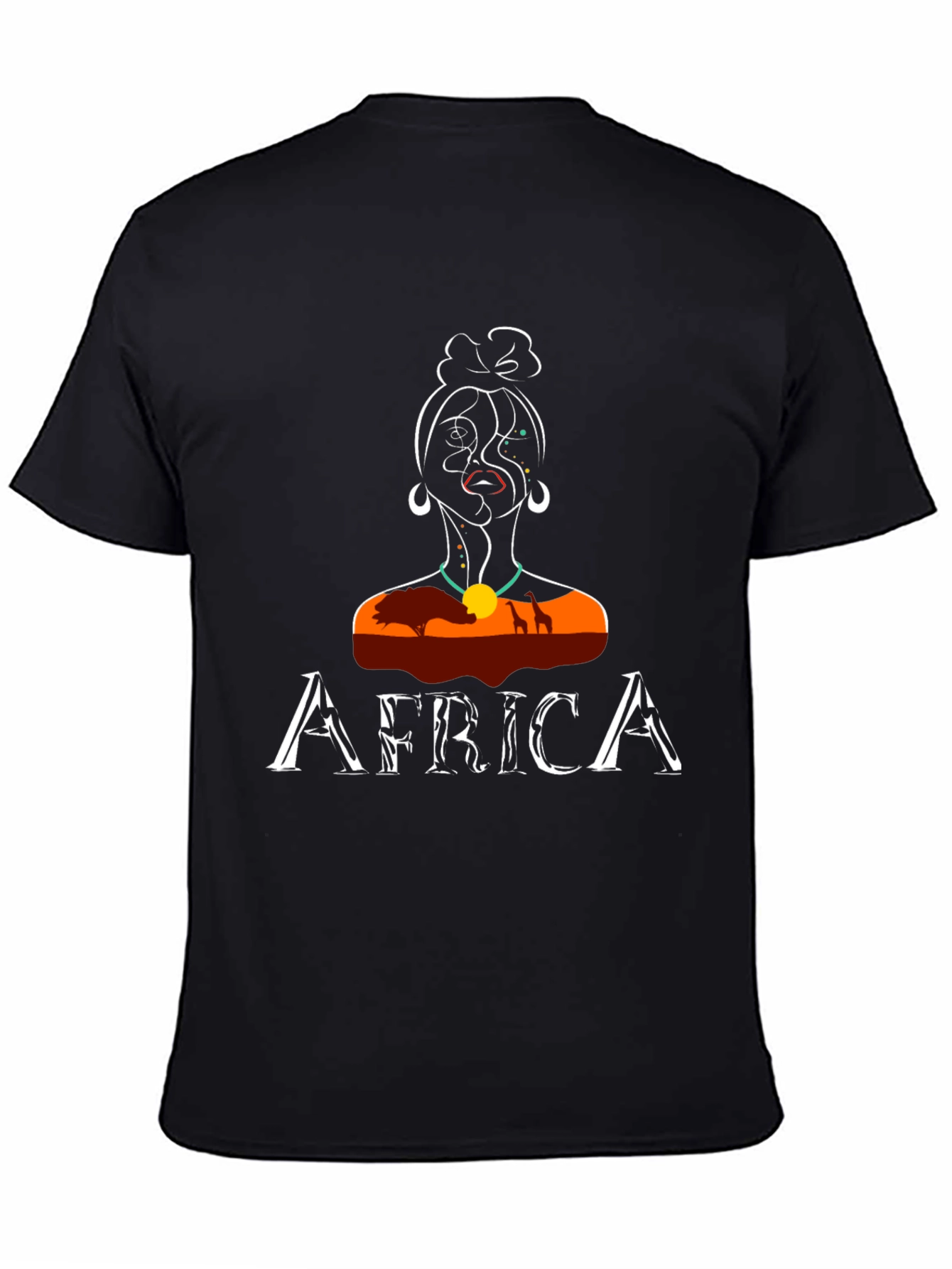 Africa T-Shirt Unique Woman Design Black Tee