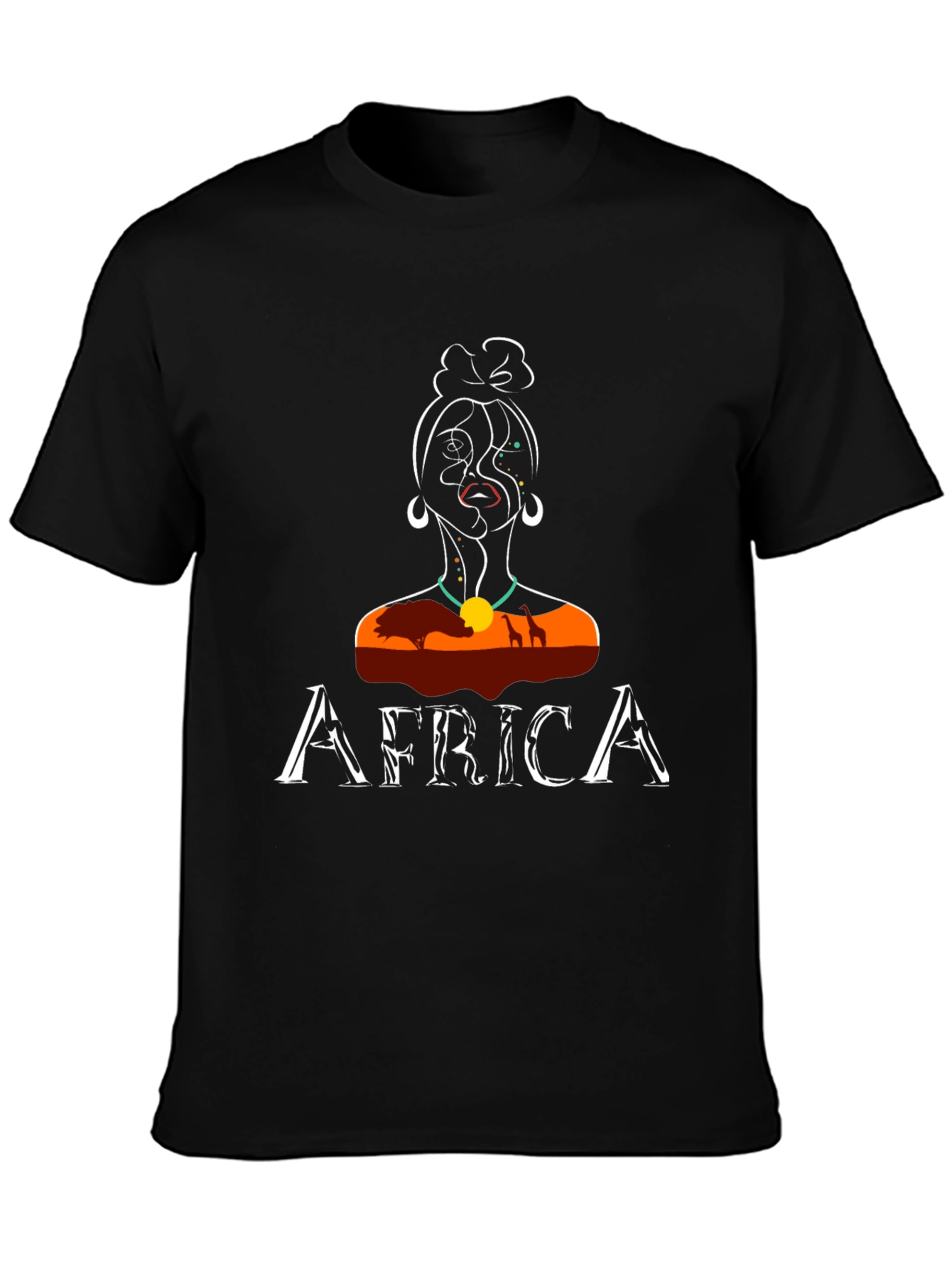 Africa T-Shirt Unique Woman Design Black Tee