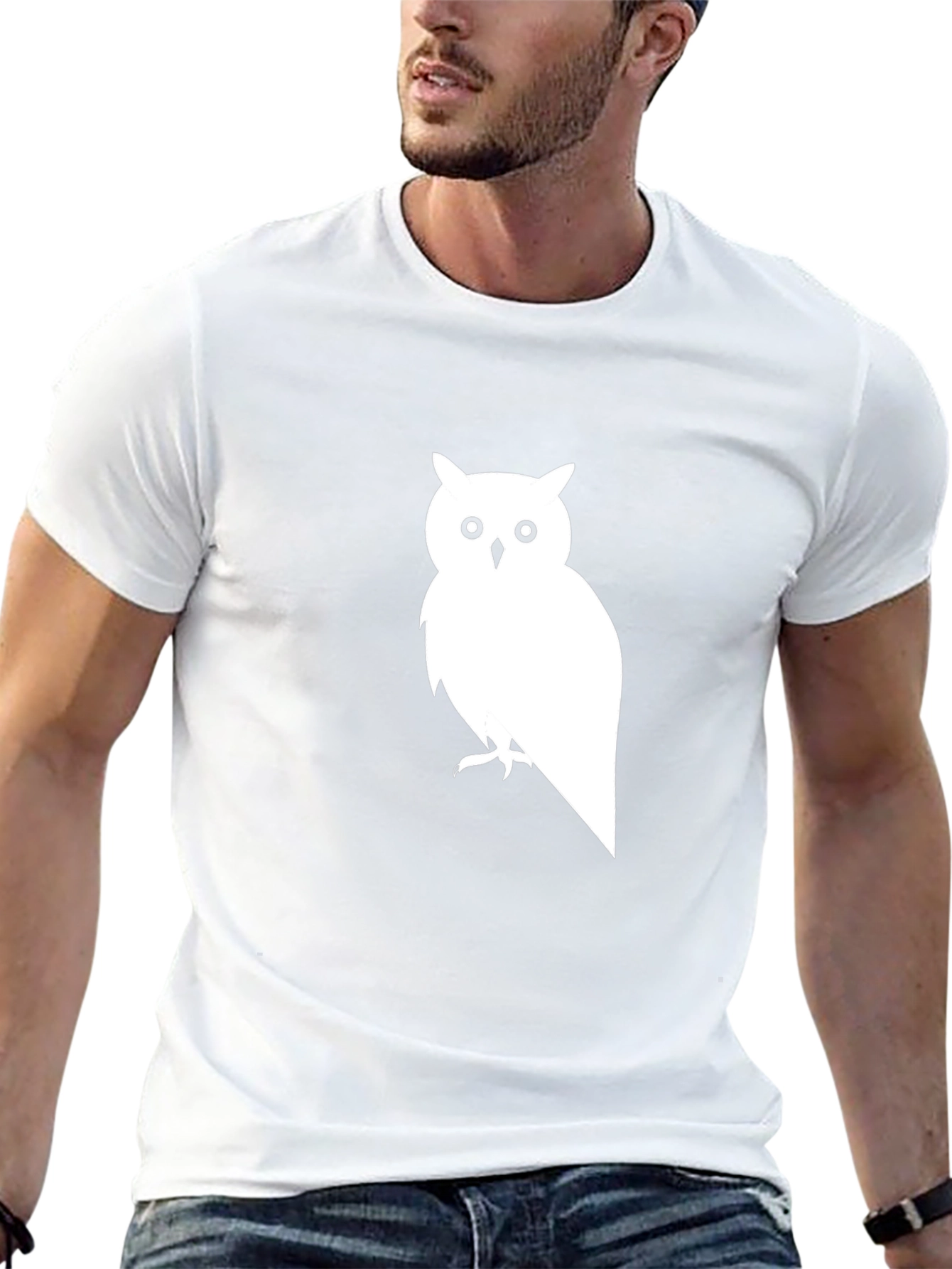 Owl Graphic Print Black T-Shirt