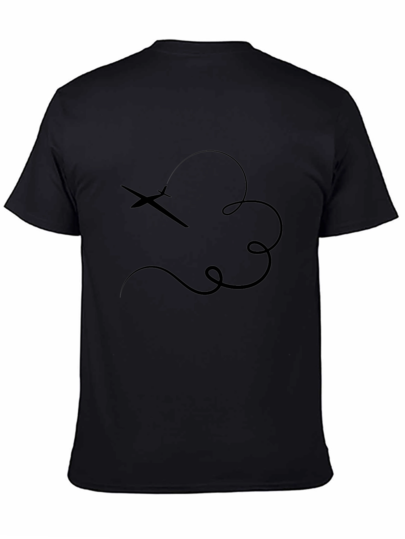 Airplane Trail Graphic Tee - Casual Black T-Shirt
