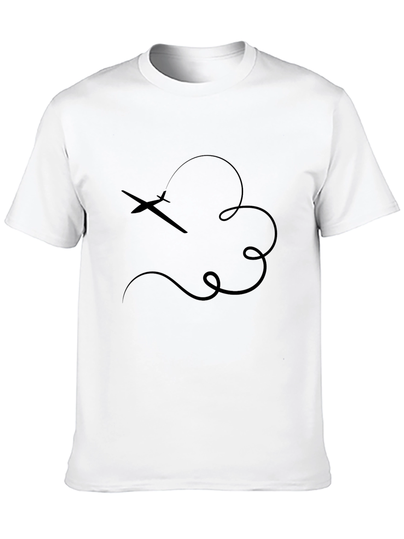 Airplane Trail Graphic Tee - Casual Black T-Shirt