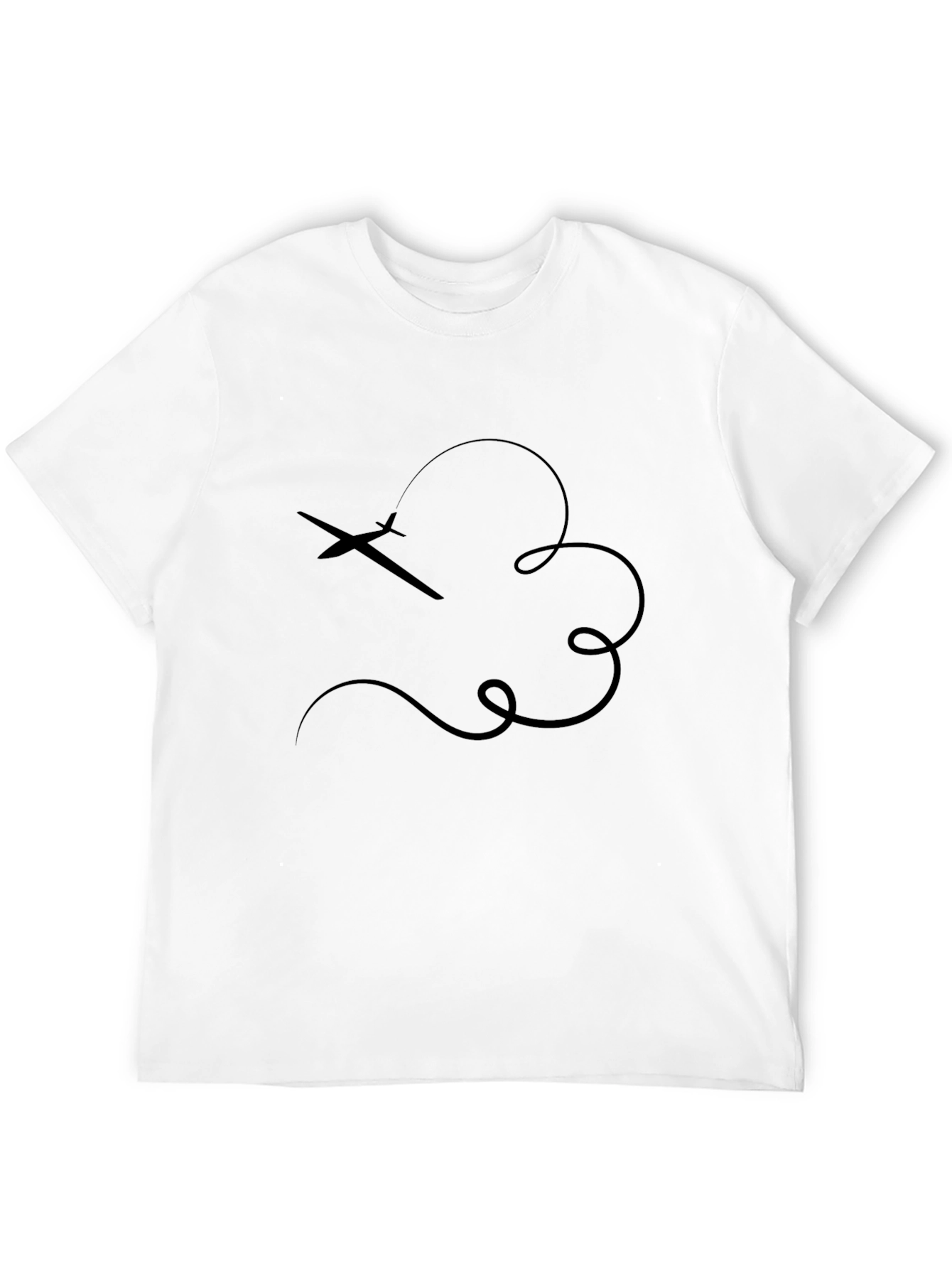 Airplane Trail Graphic Tee - Casual Black T-Shirt