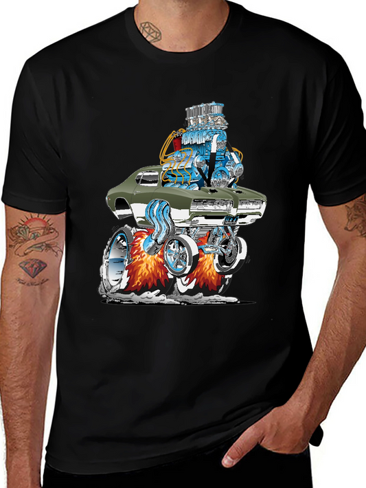 Hot Rod Muscle Car Graphic Tee - Black