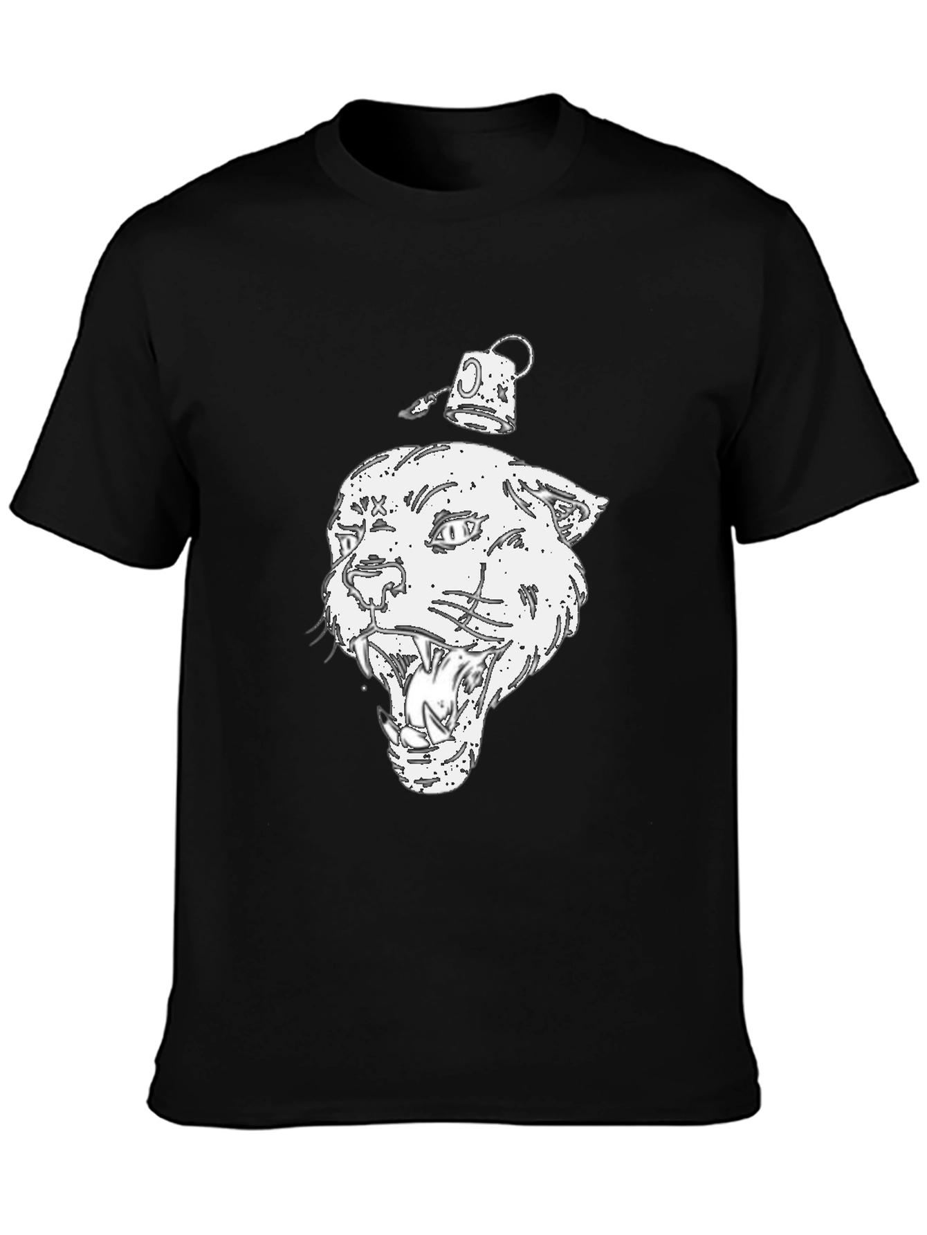 Graphic Print Black T-Shirt - Panther Design