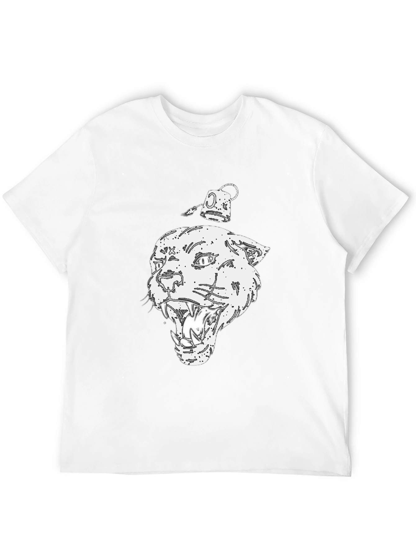 Graphic Print Black T-Shirt - Panther Design